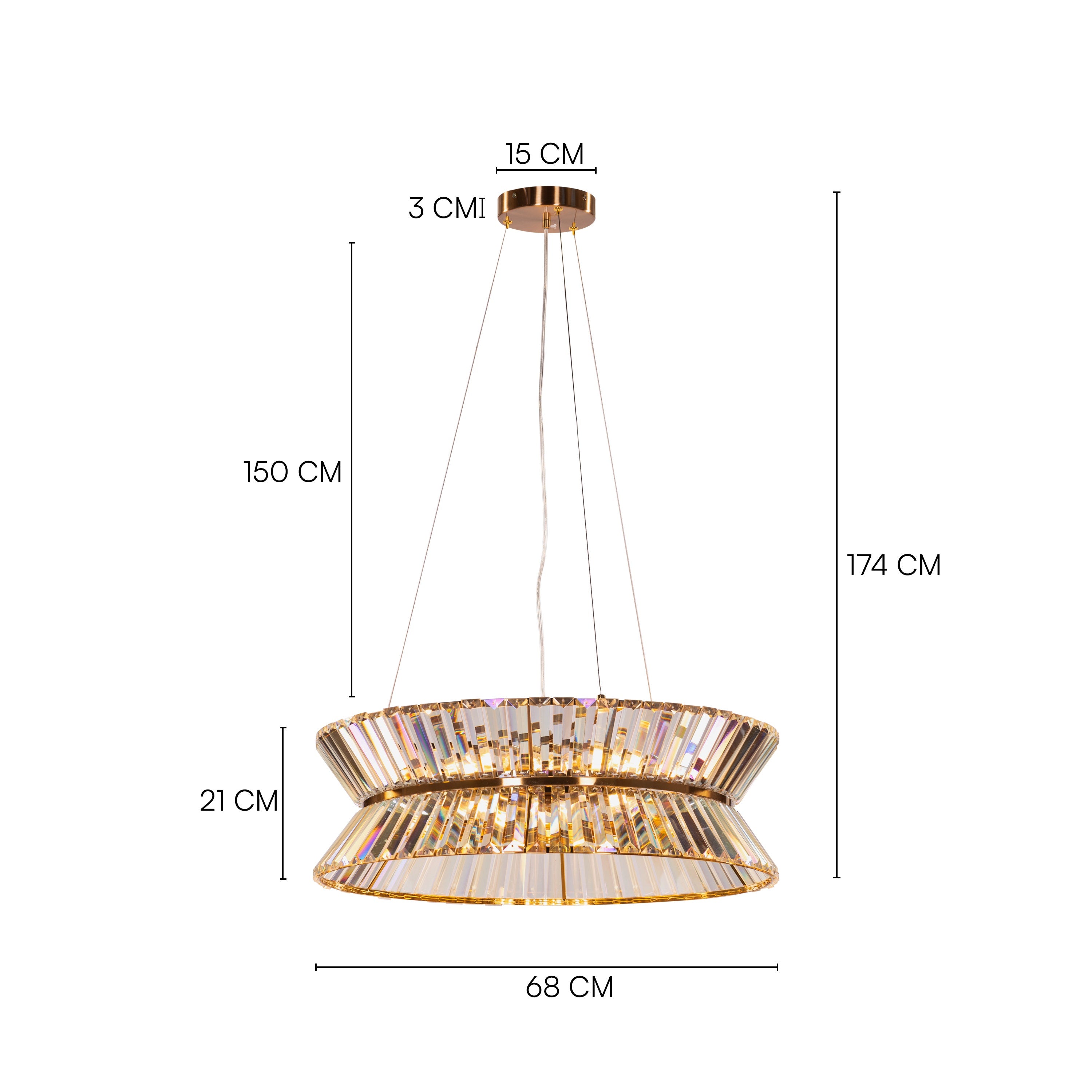 Radiance Ring (Gold) Glass Crystal Chandelier