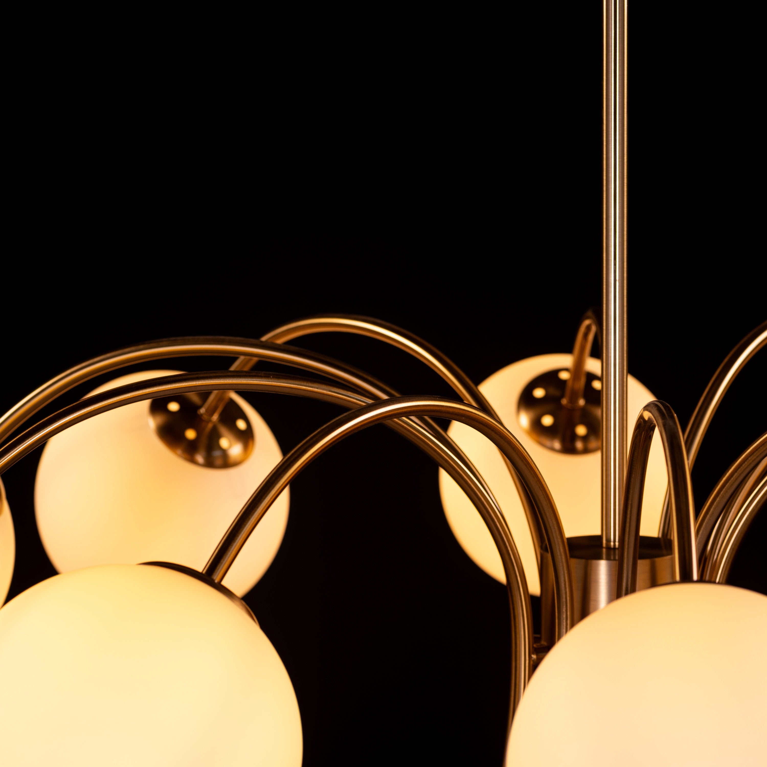 Golden Silhouette (Gold, White) Frosted Glass Chandelier