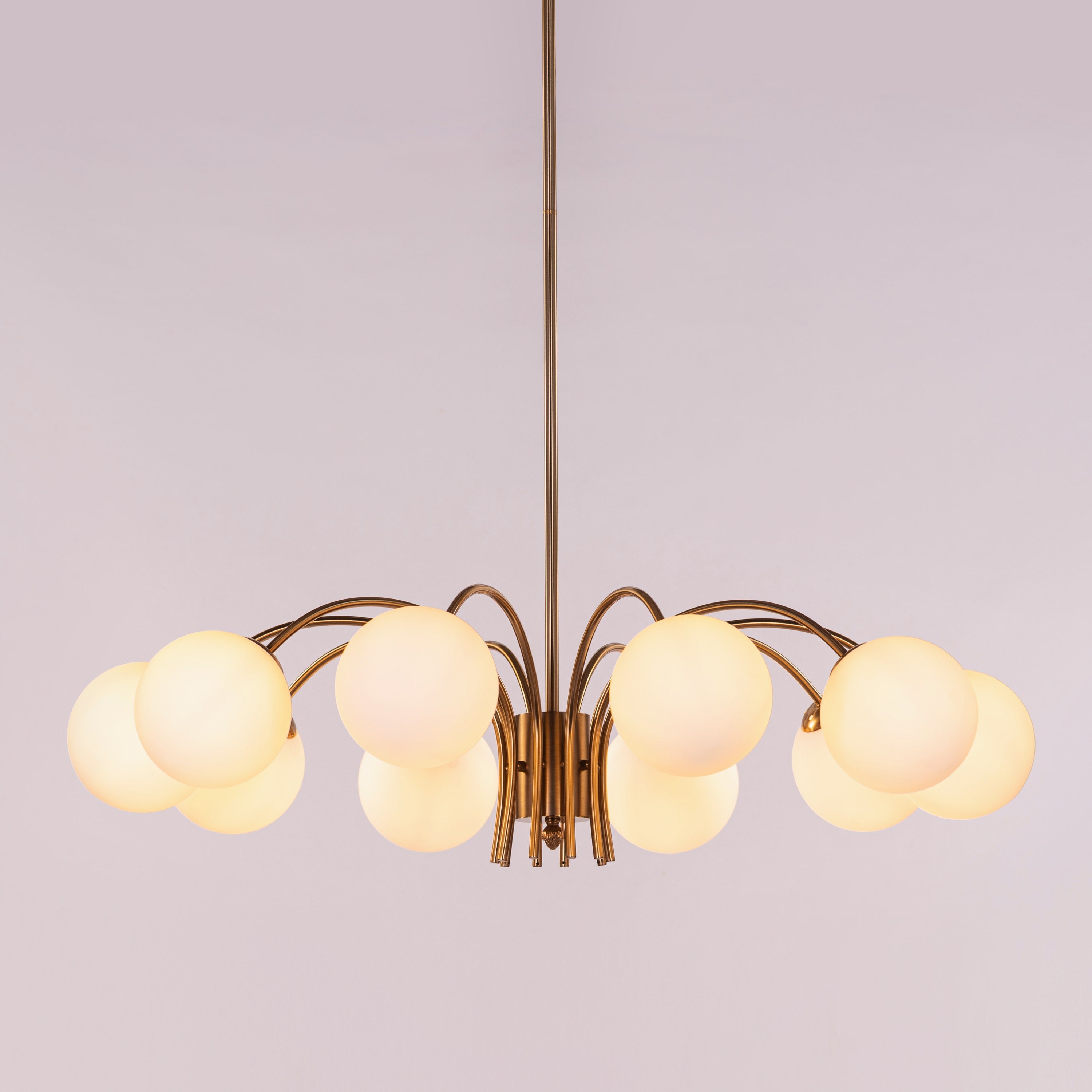 Golden Silhouette (Gold, White) Frosted Glass Chandelier
