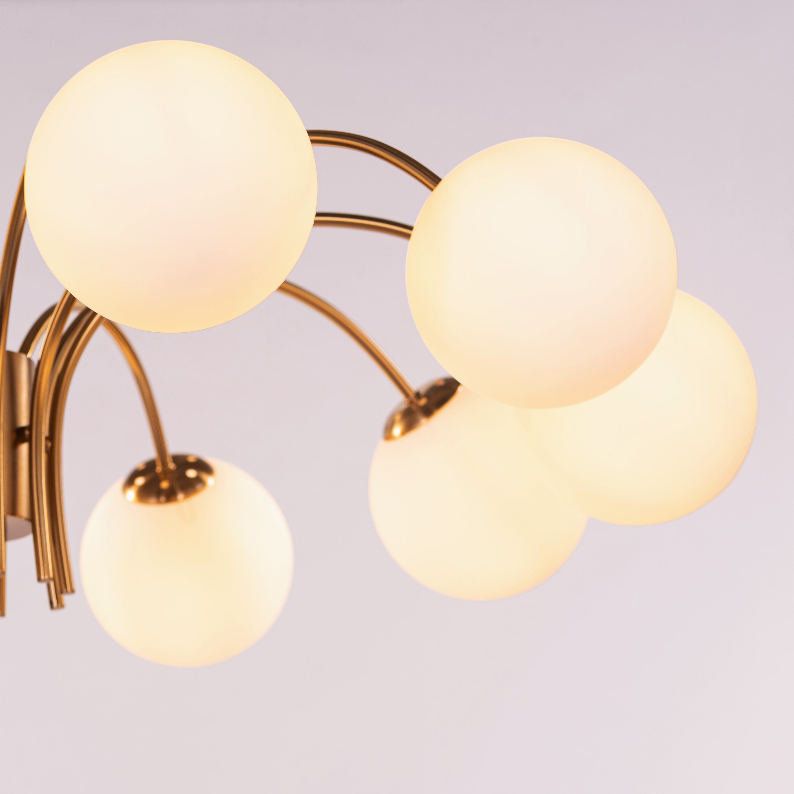 Golden Silhouette (Gold, White) Frosted Glass Chandelier