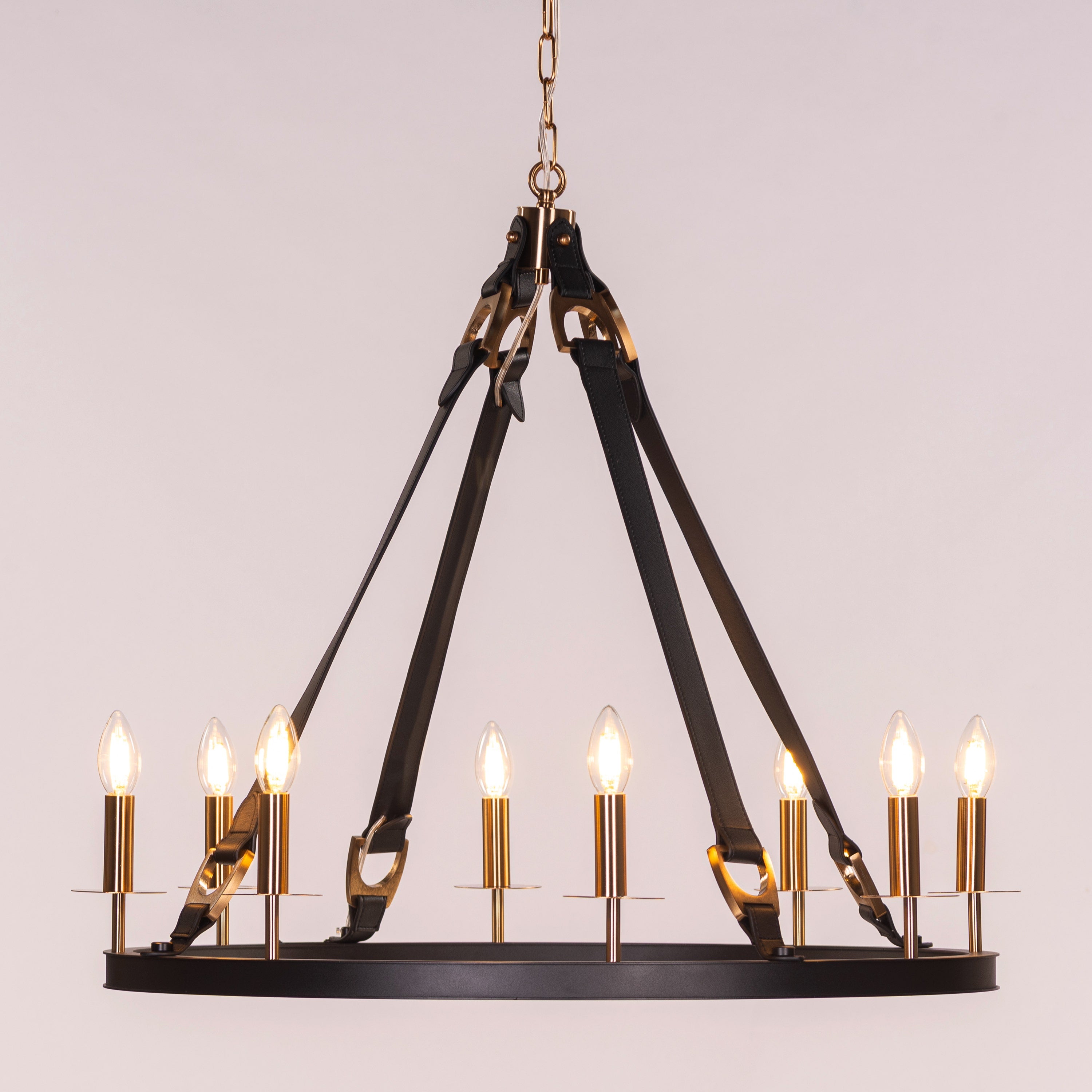 Bridlelight (Black, Gold) Leather Chandelier