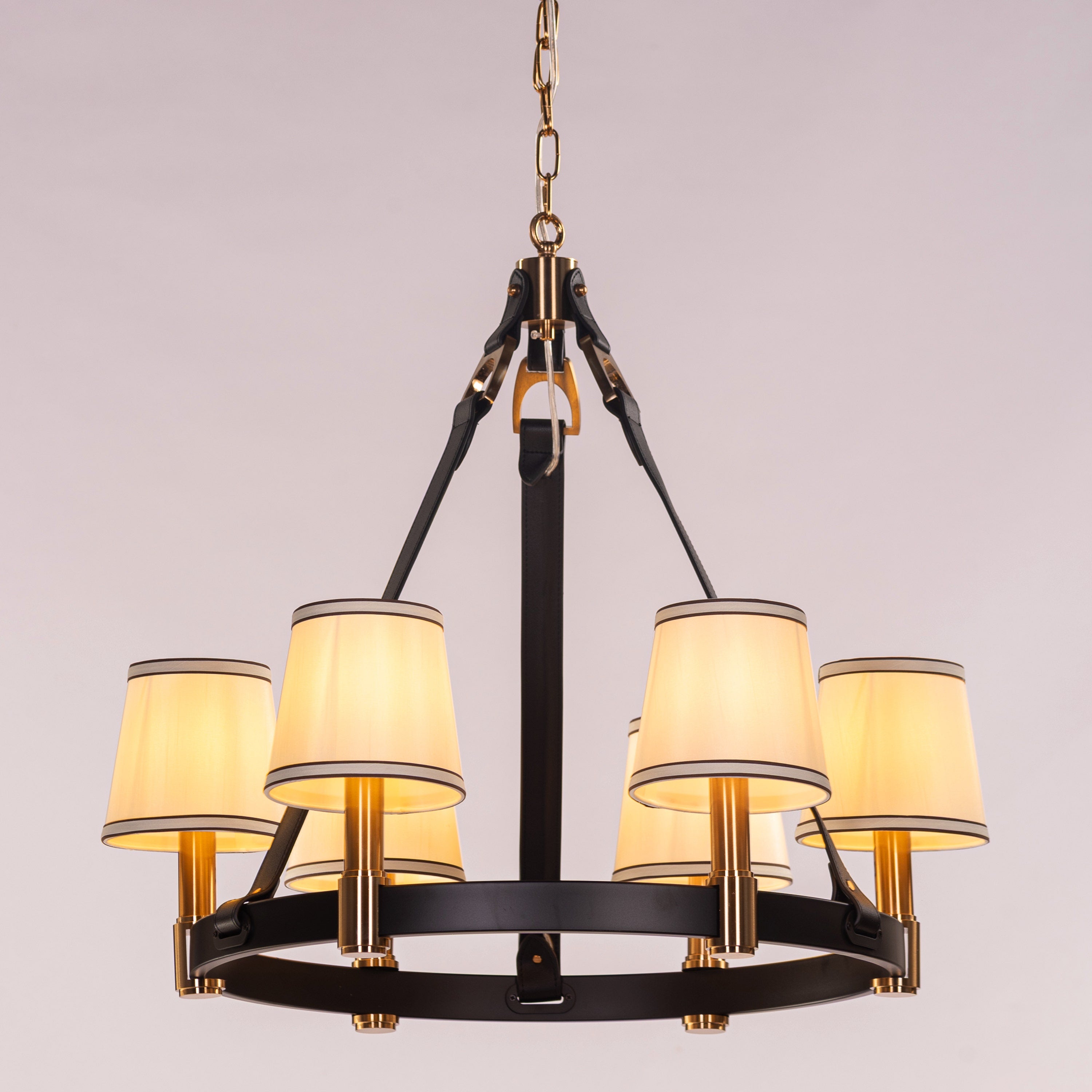 The Luminary Ring (Black, Gold) Leather Chandelier