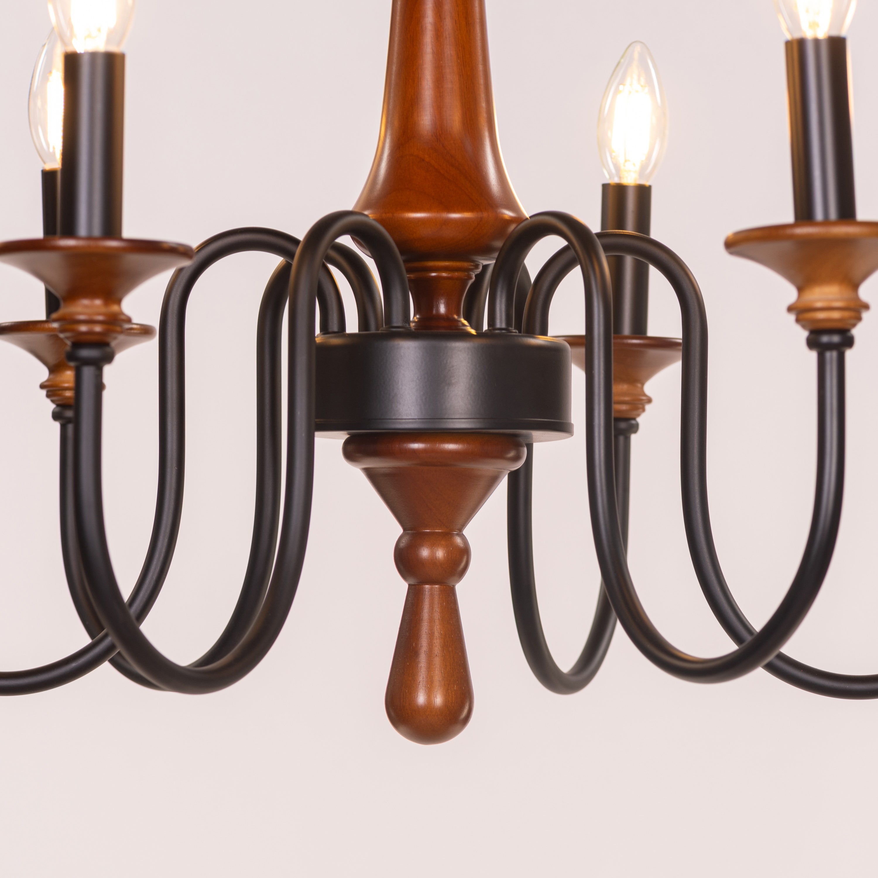 King's Way (Medium, Black &  Brown) Wooden Chandelier