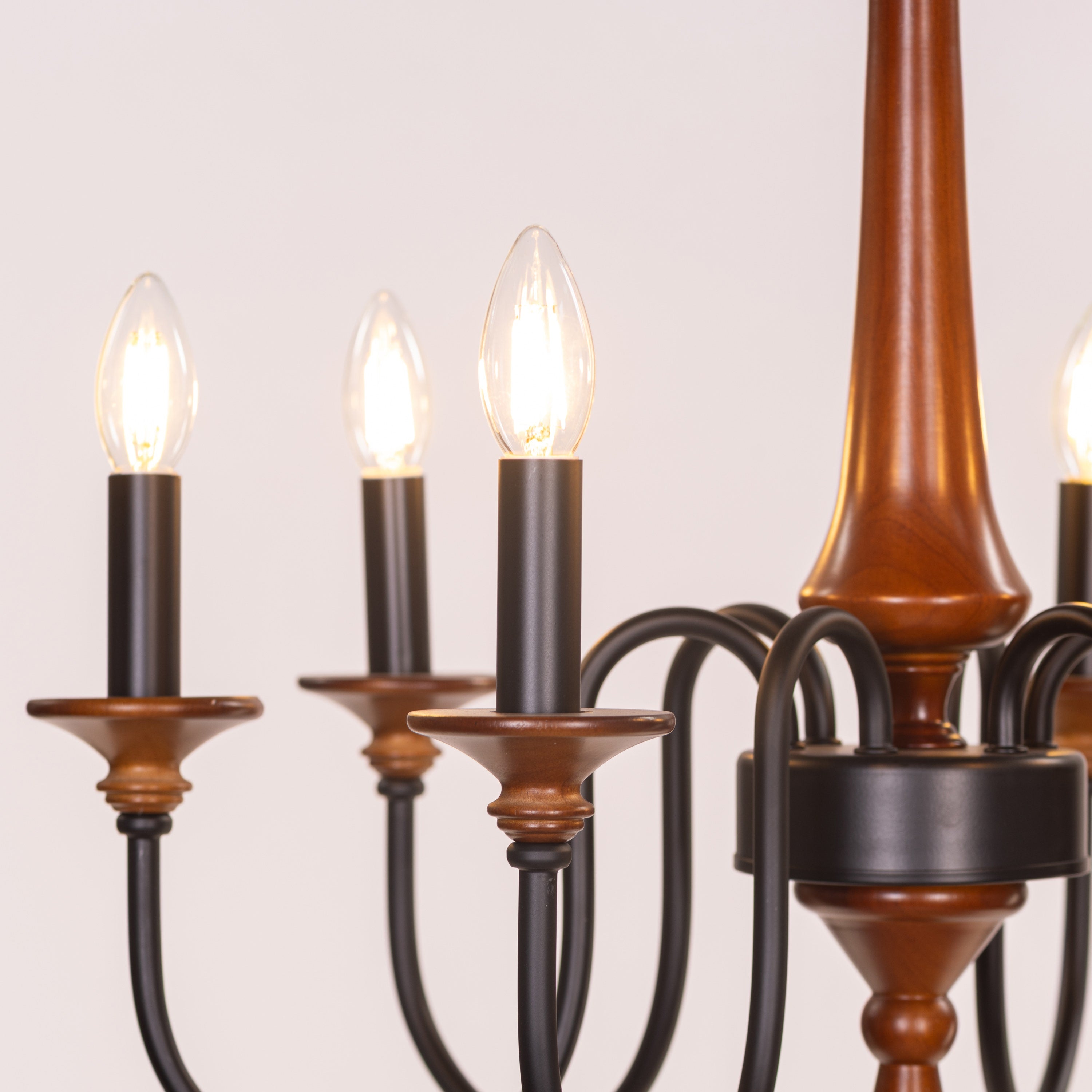 King's Way (Medium, Black &  Brown) Wooden Chandelier
