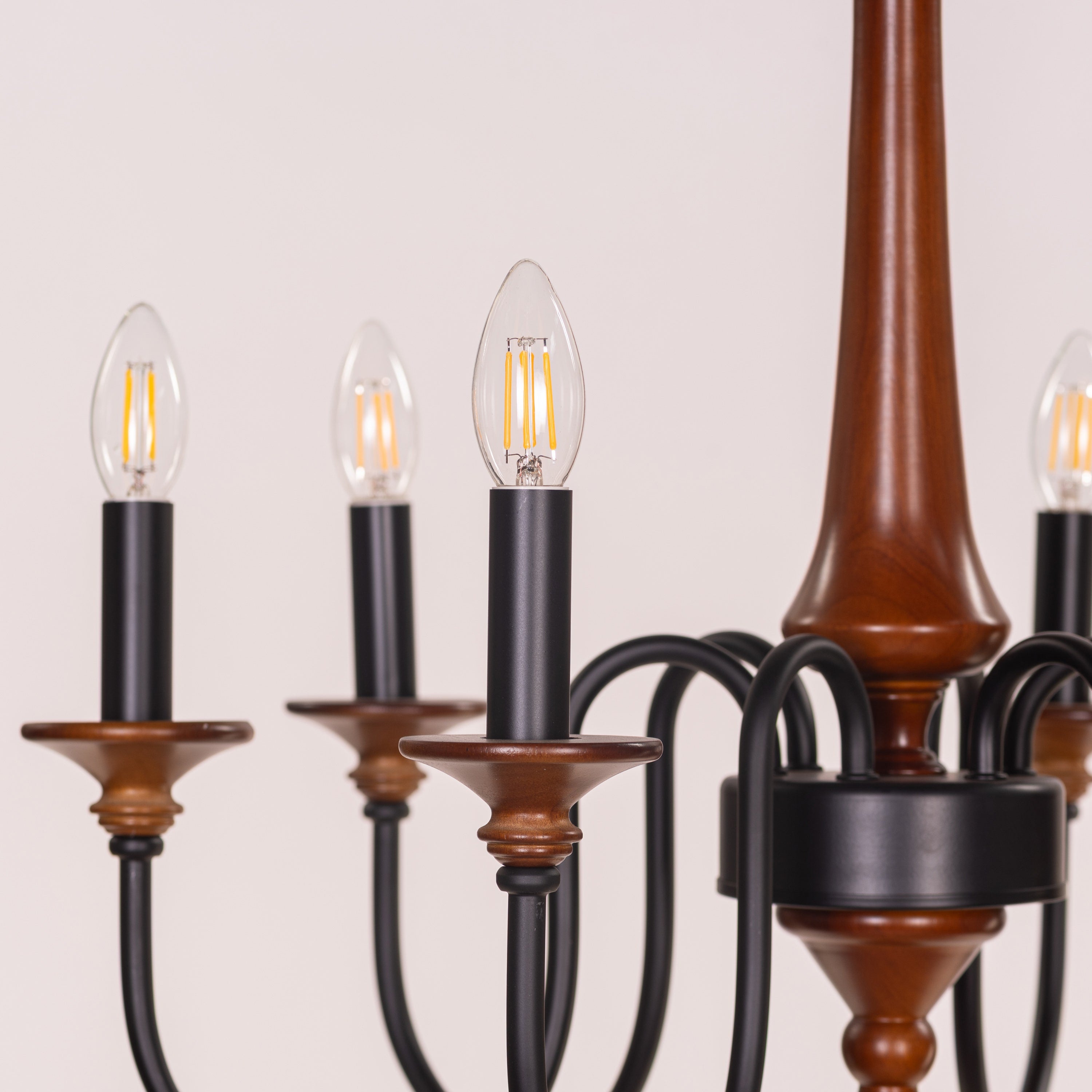 King's Way (Medium, Black &  Brown) Wooden Chandelier