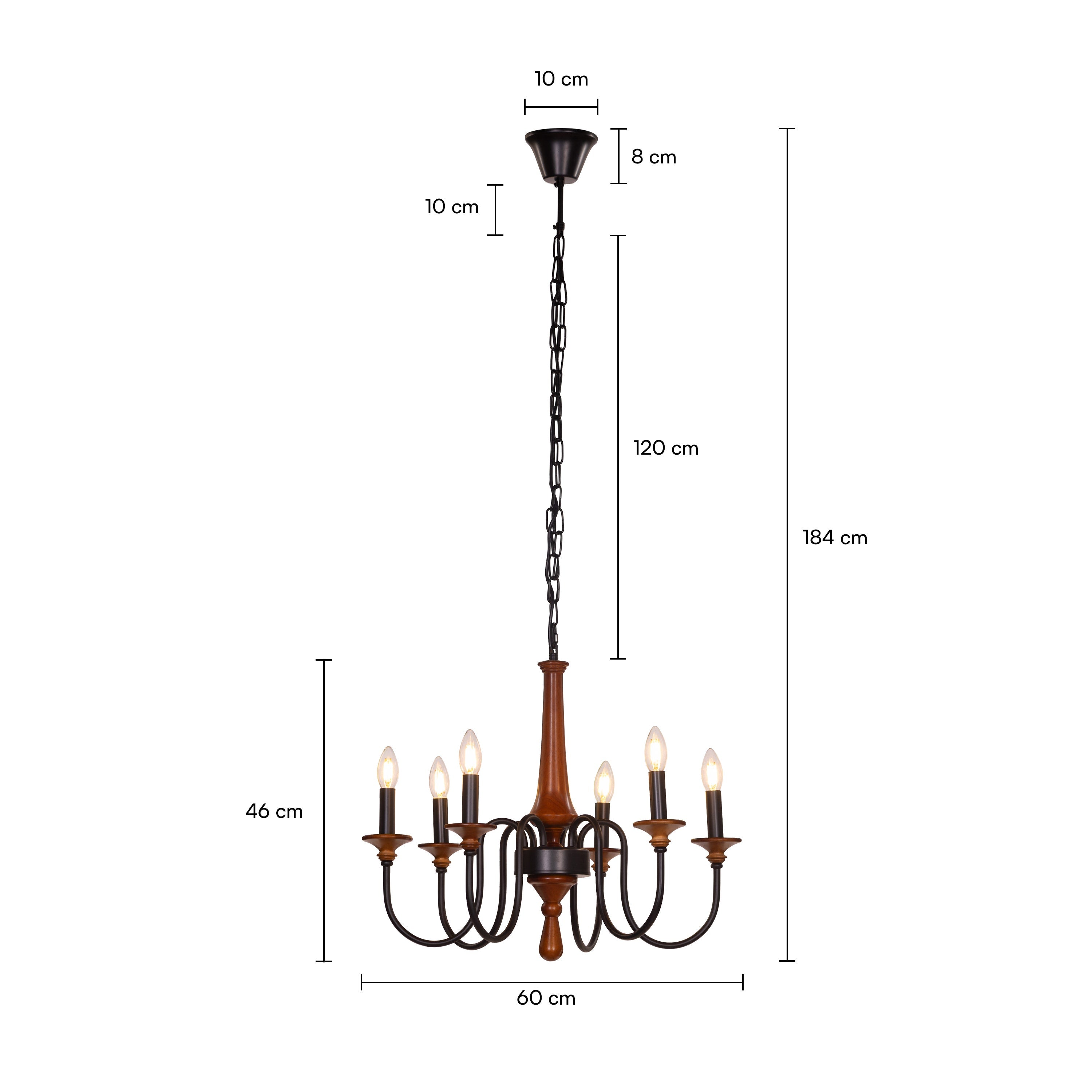 King's Way (Medium, Black &  Brown) Wooden Chandelier