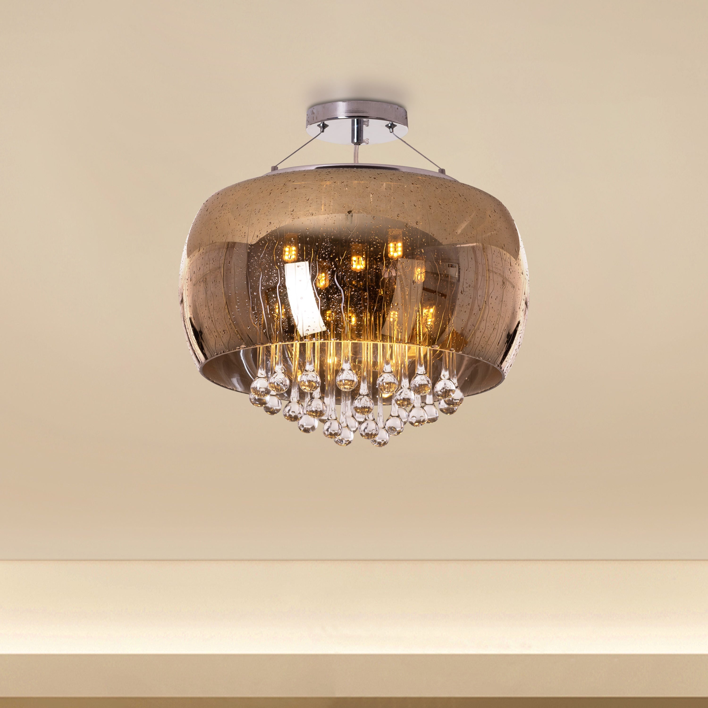 Enchanted (40 cm, Gold, Waterdrop Mirror Finish) Crystal Chandelier