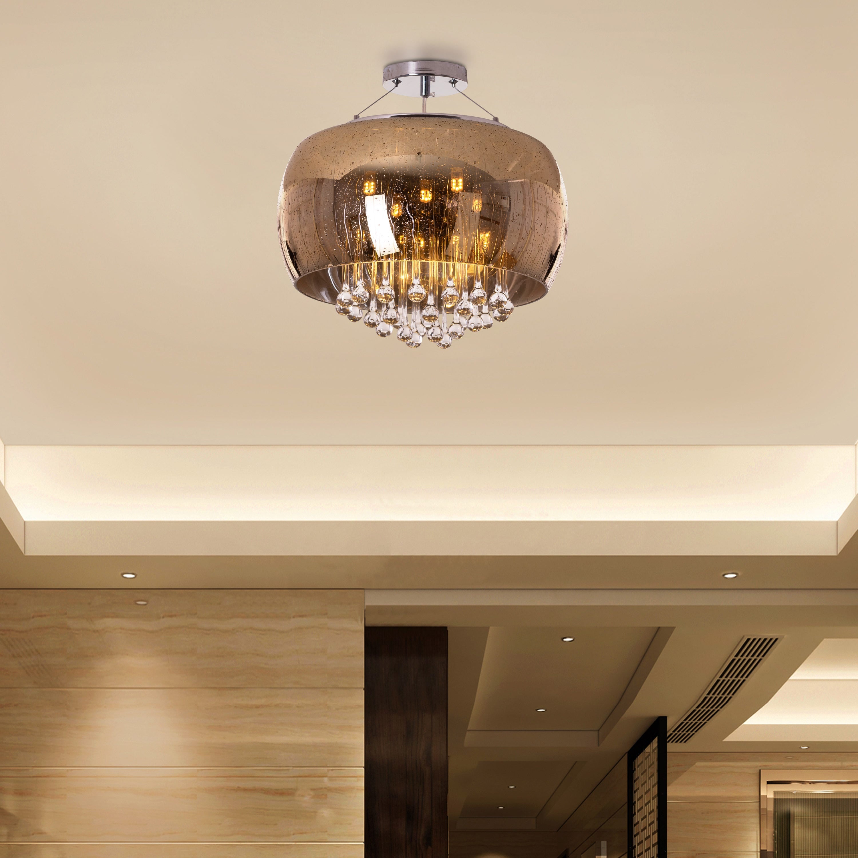 Enchanted (40 cm, Gold, Waterdrop Mirror Finish) Crystal Chandelier
