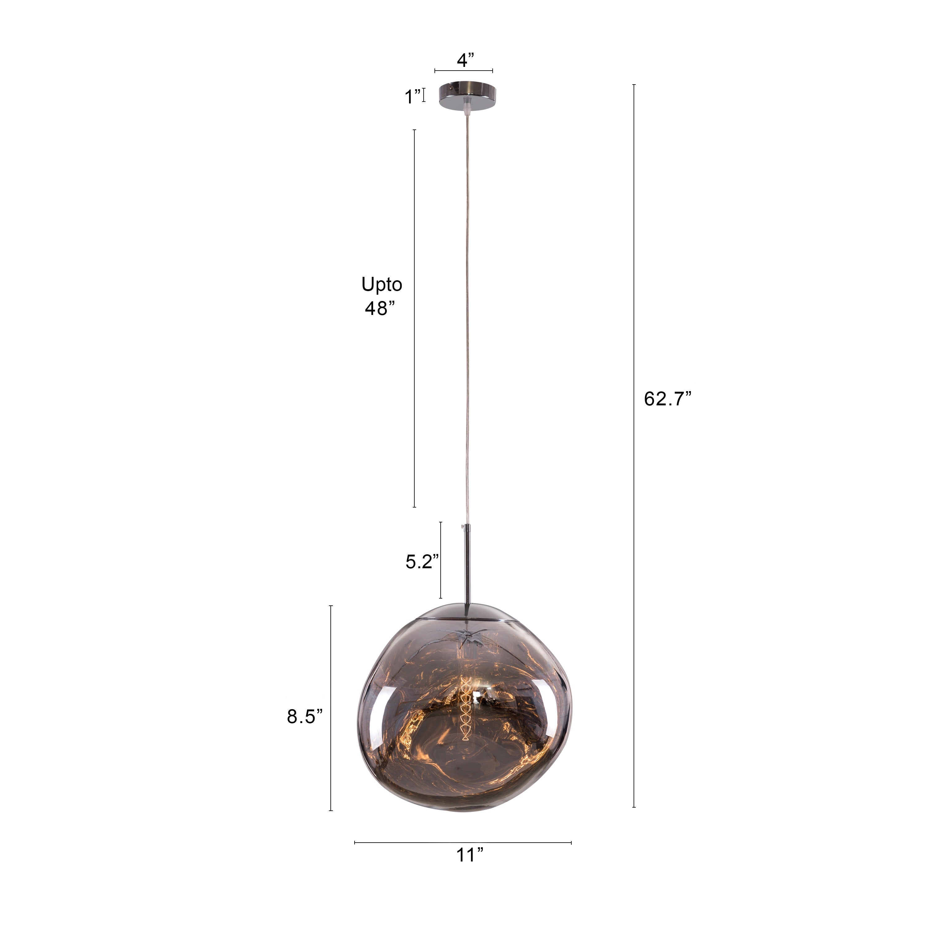 Ongoing Love (Small, Chrome, Smokey Grey) Glass Pendant Light