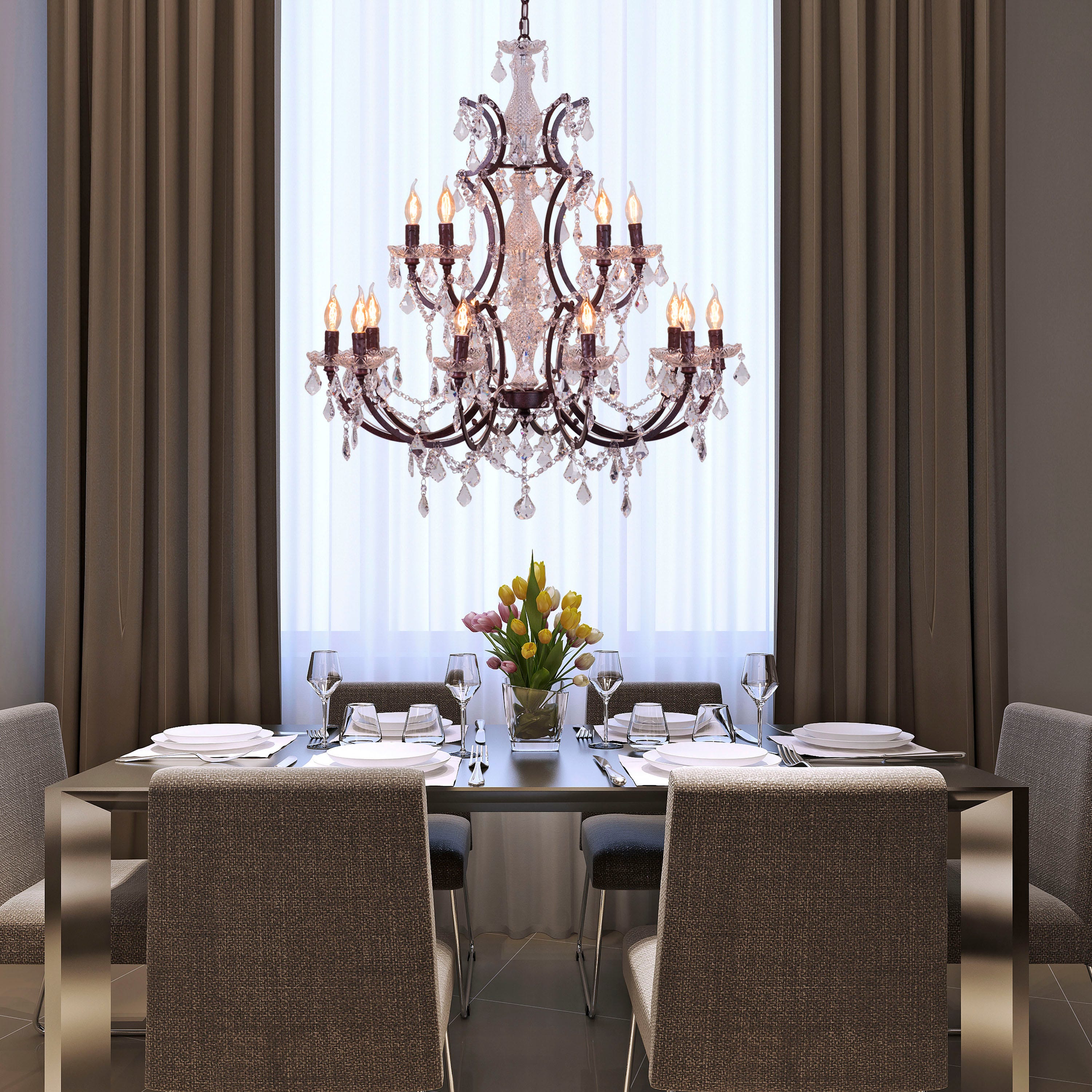 French Restoration (Large, Antique Rust) Crystal Chandelier