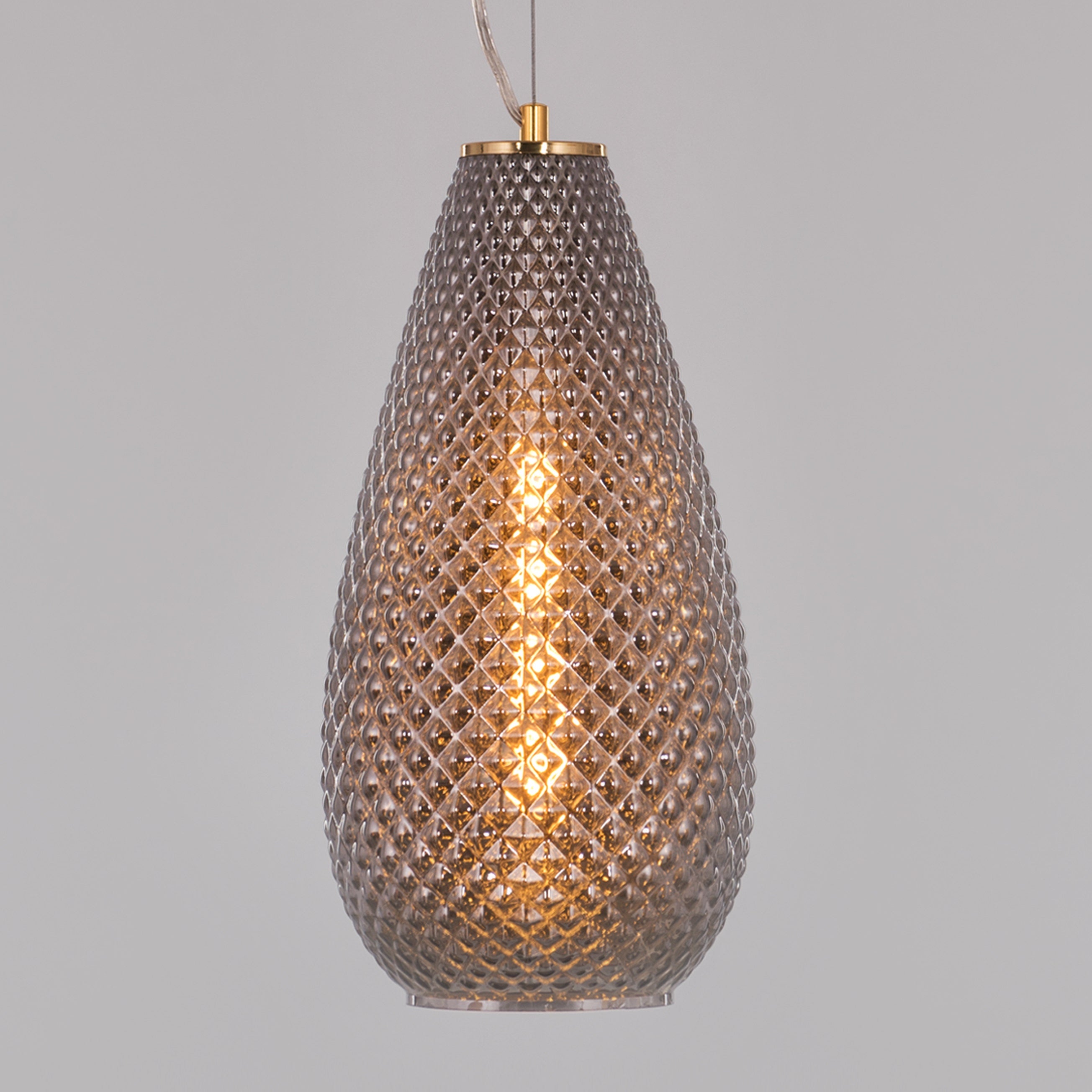 Multi Tasker (Smokey Grey) Textured Glass Pendant Light