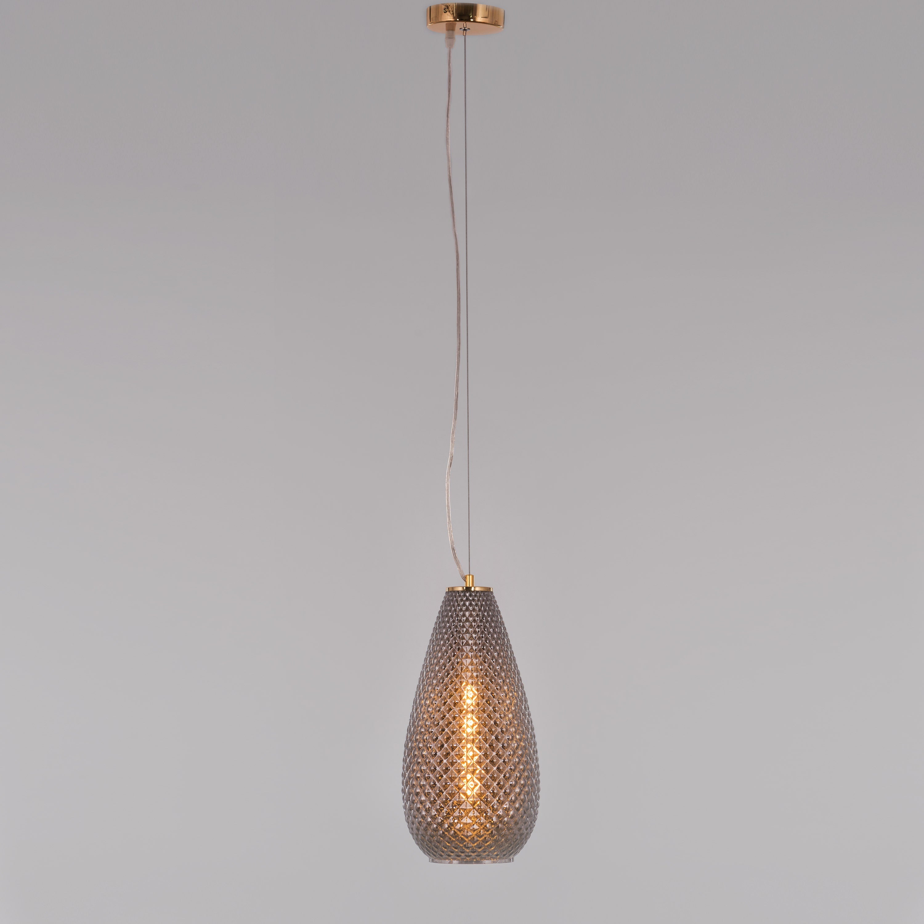 Multi Tasker (Smokey Grey) Textured Glass Pendant Light