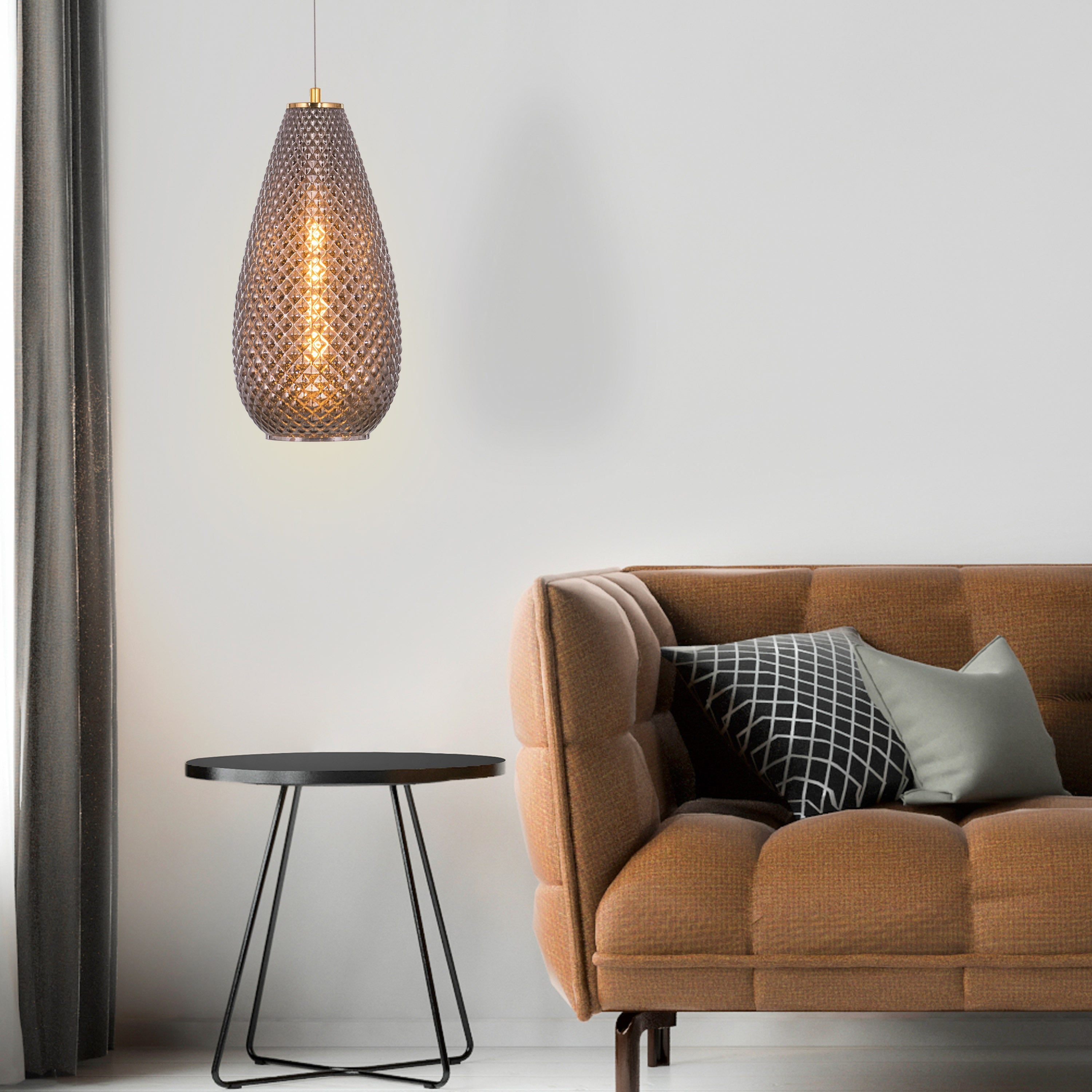 Multi Tasker (Smokey Grey) Textured Glass Pendant Light