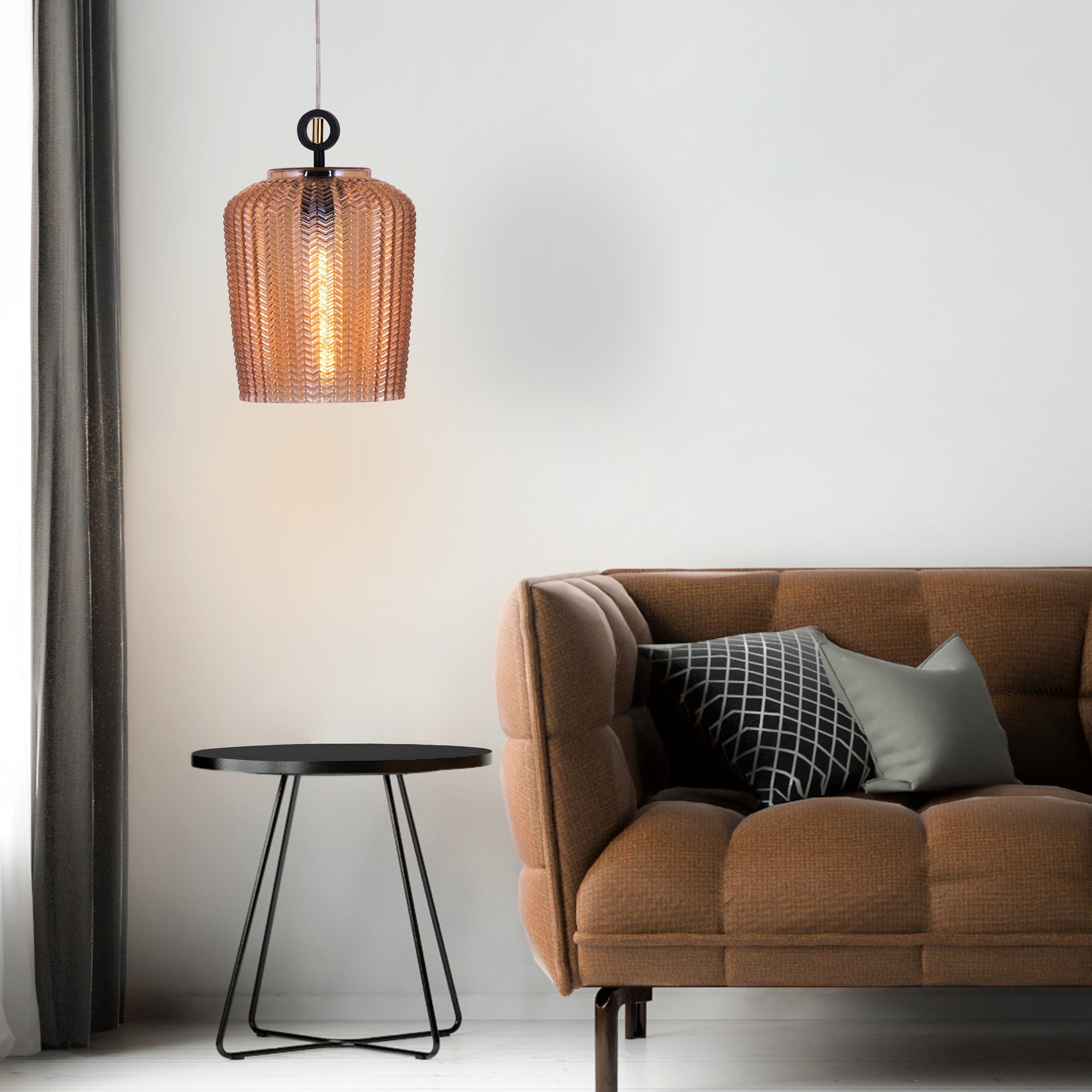Forget Me Not (Amber) Textured Glass Pendant Light