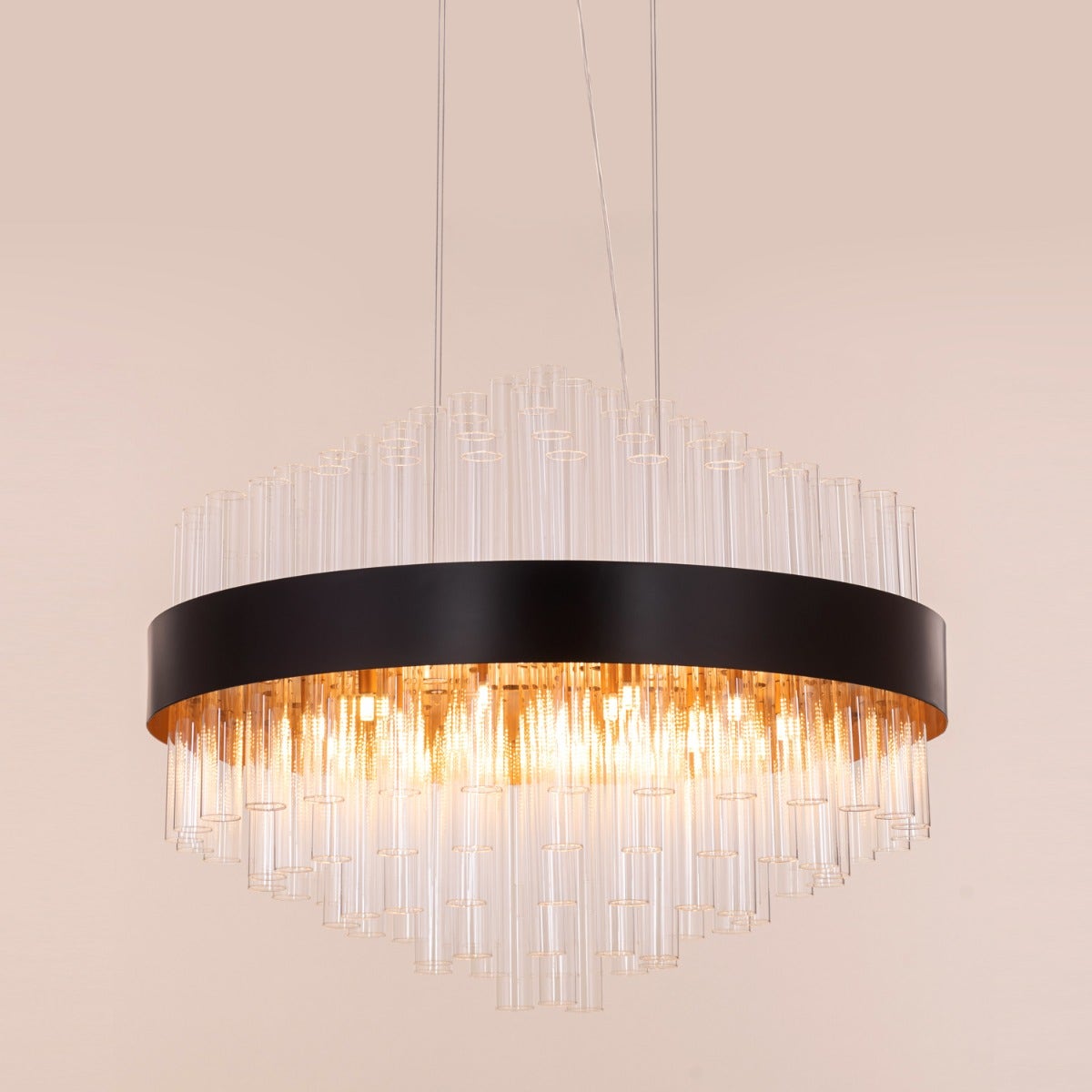 Bells & Whistles (Large, Round, Black) Glass Tube Chandelier