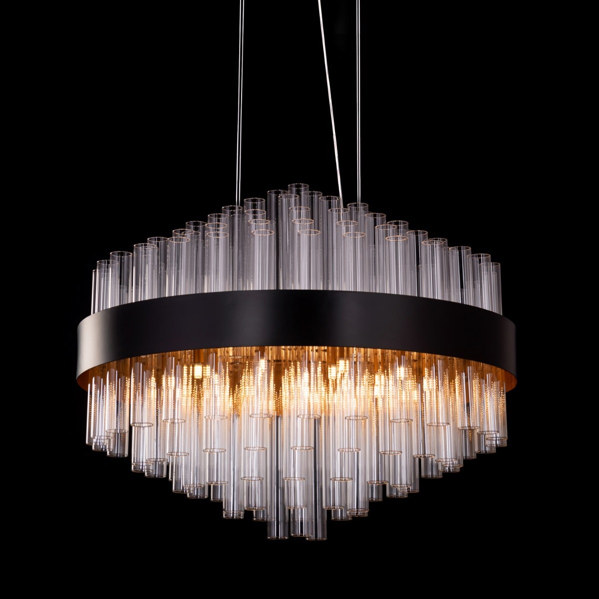 Bells & Whistles (Large, Round, Black) Glass Tube Chandelier