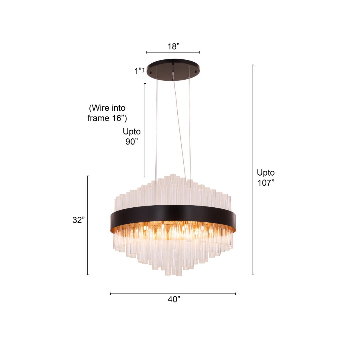 Bells & Whistles (Large, Round, Black) Glass Tube Chandelier