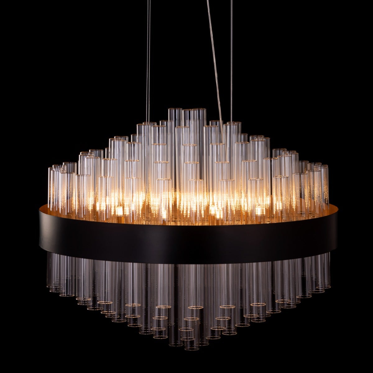 Bells & Whistles (Large, Round, Black) Glass Tube Chandelier