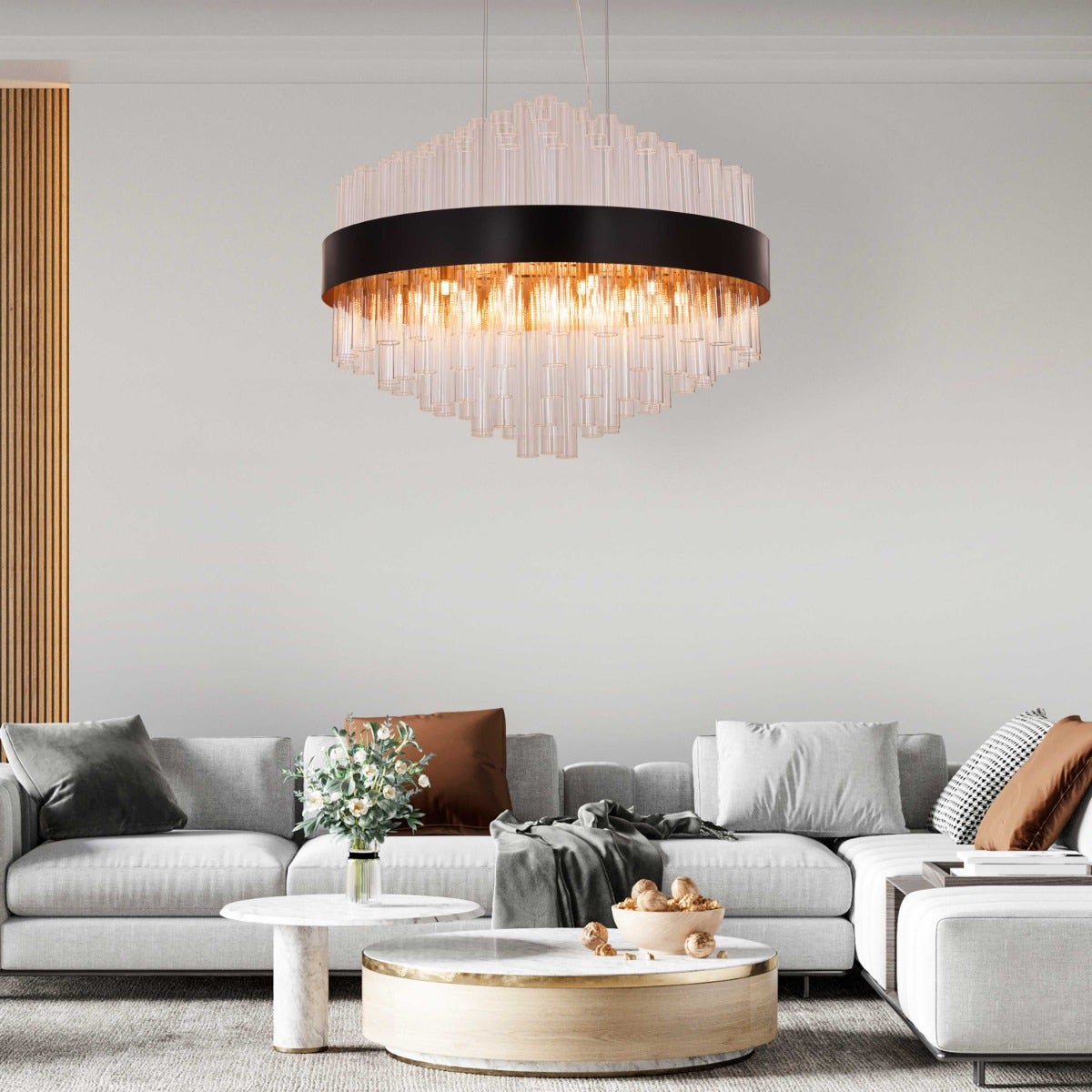 Bells & Whistles (Large, Round, Black) Glass Tube Chandelier