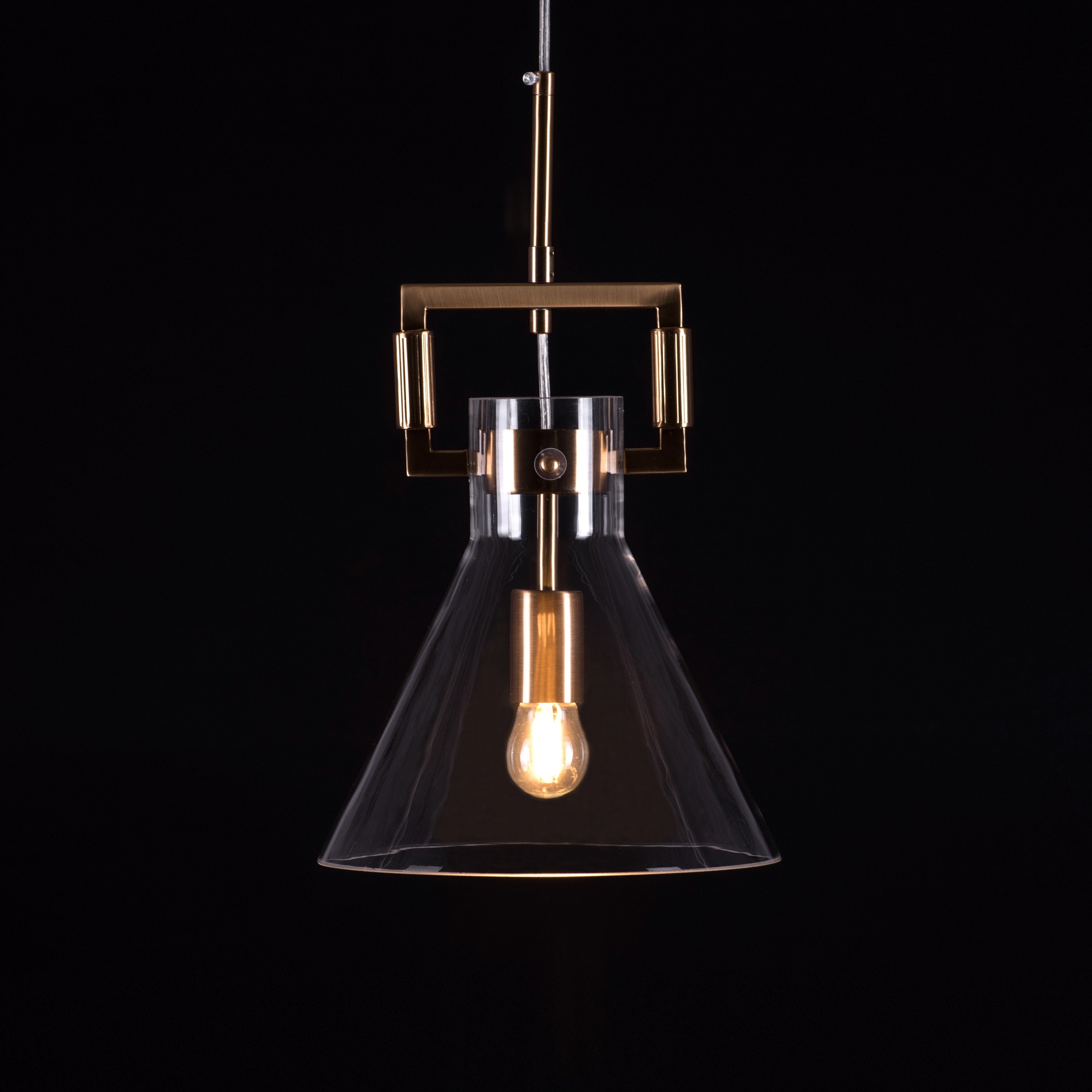 High Hopes (Triangular, Gold) Clear Glass Pendant Light