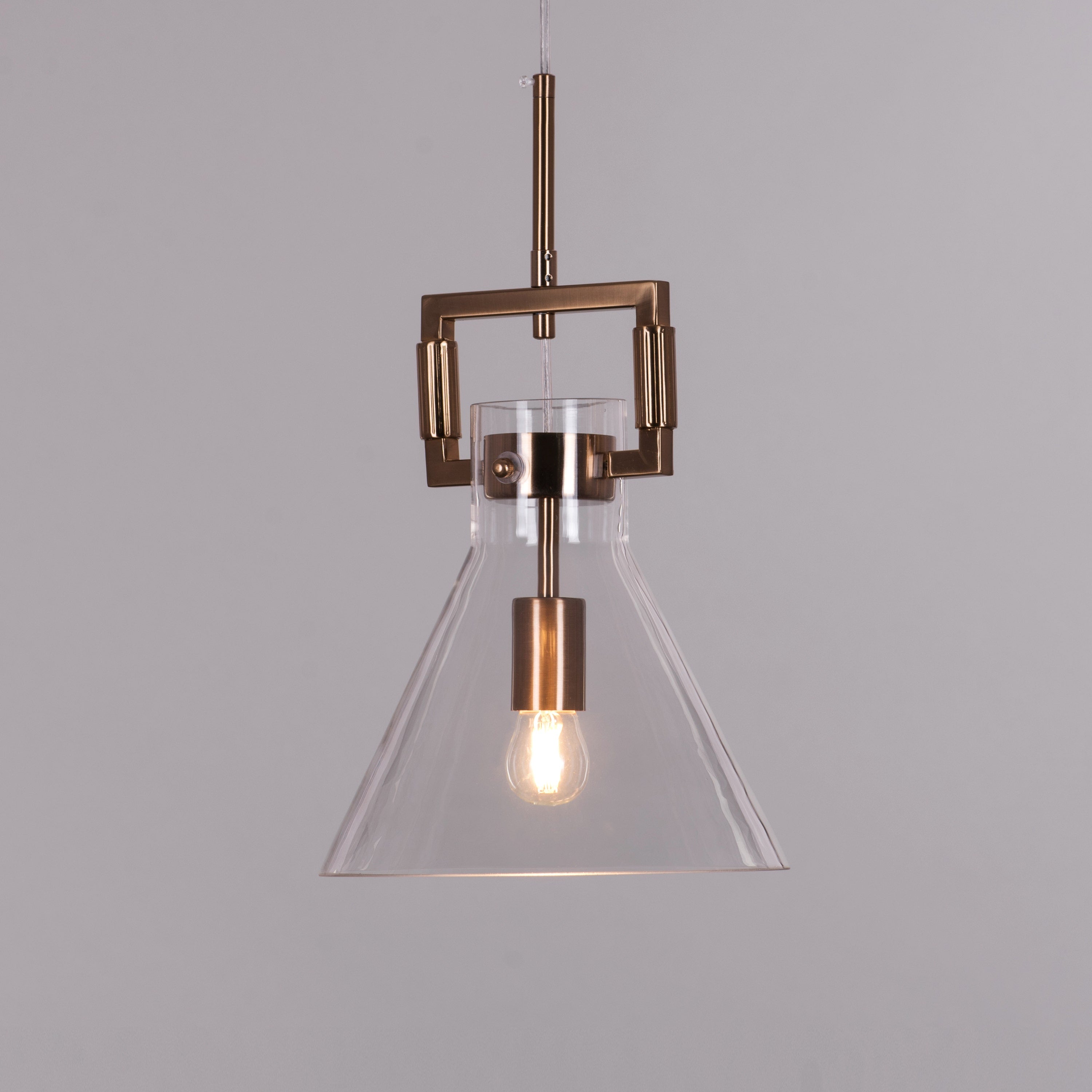 High Hopes (Triangular, Gold) Clear Glass Pendant Light