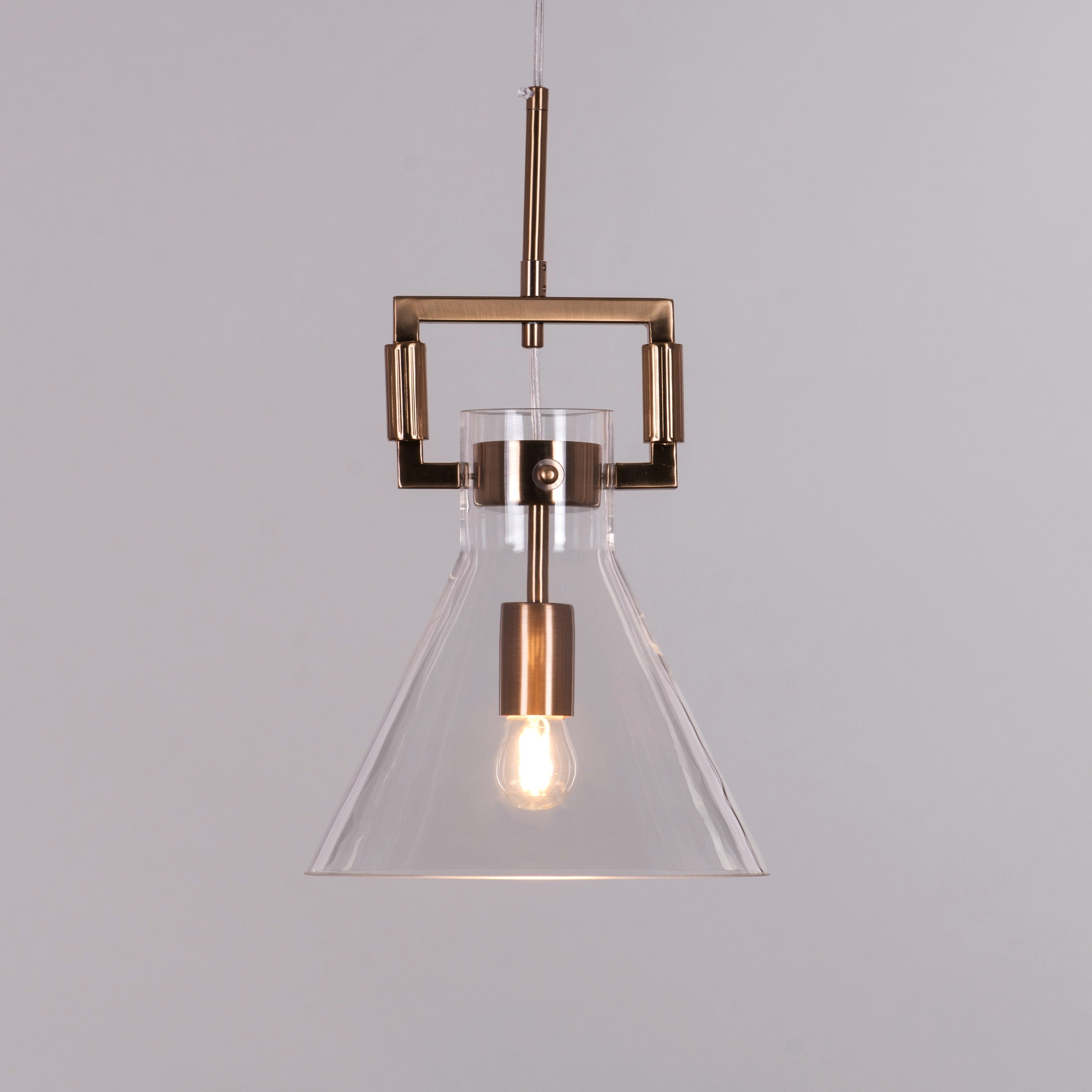 High Hopes (Triangular, Gold) Clear Glass Pendant Light