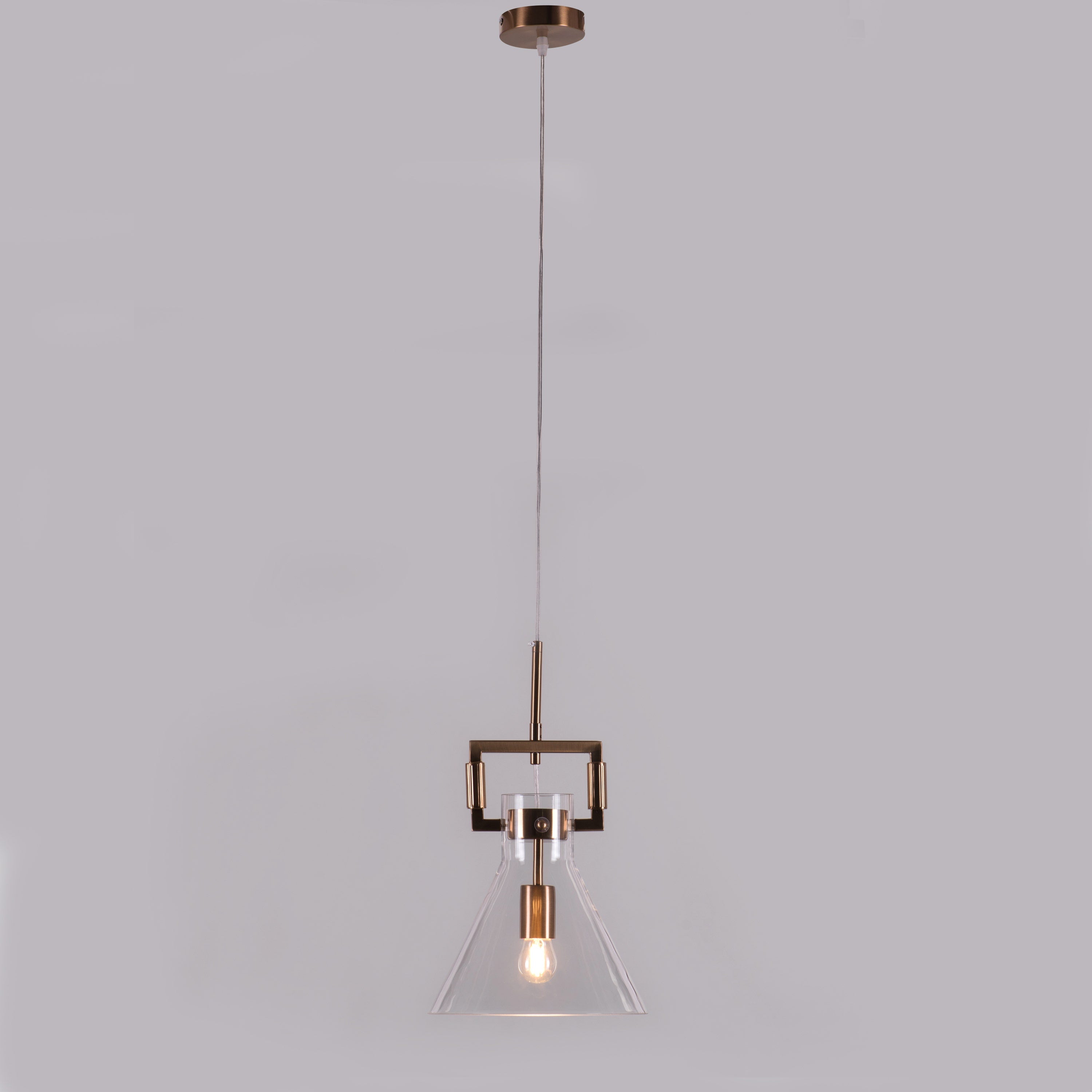 High Hopes (Triangular, Gold) Clear Glass Pendant Light