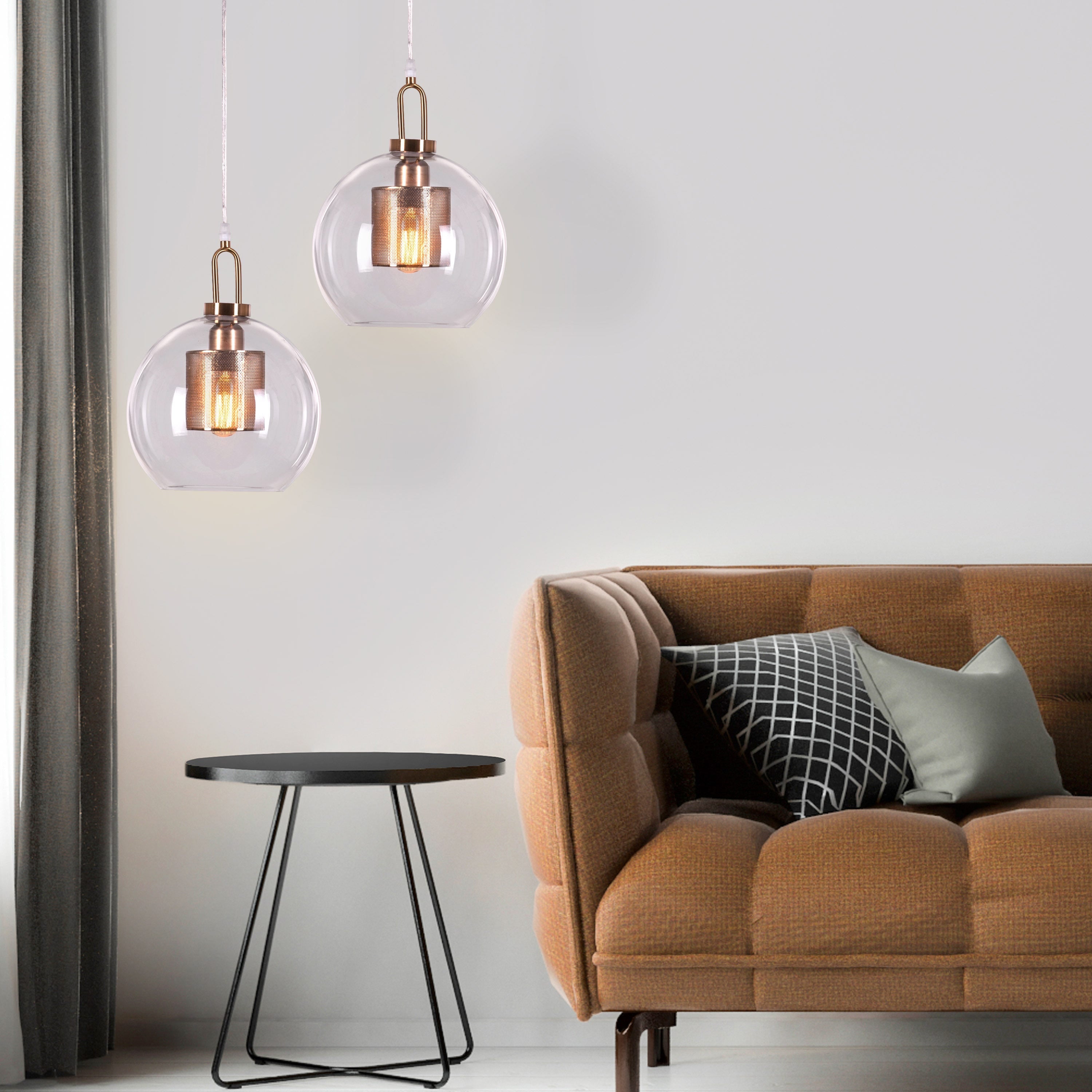 Good To Glow (Small, Gold) Clear Glass Round Pendant Light
