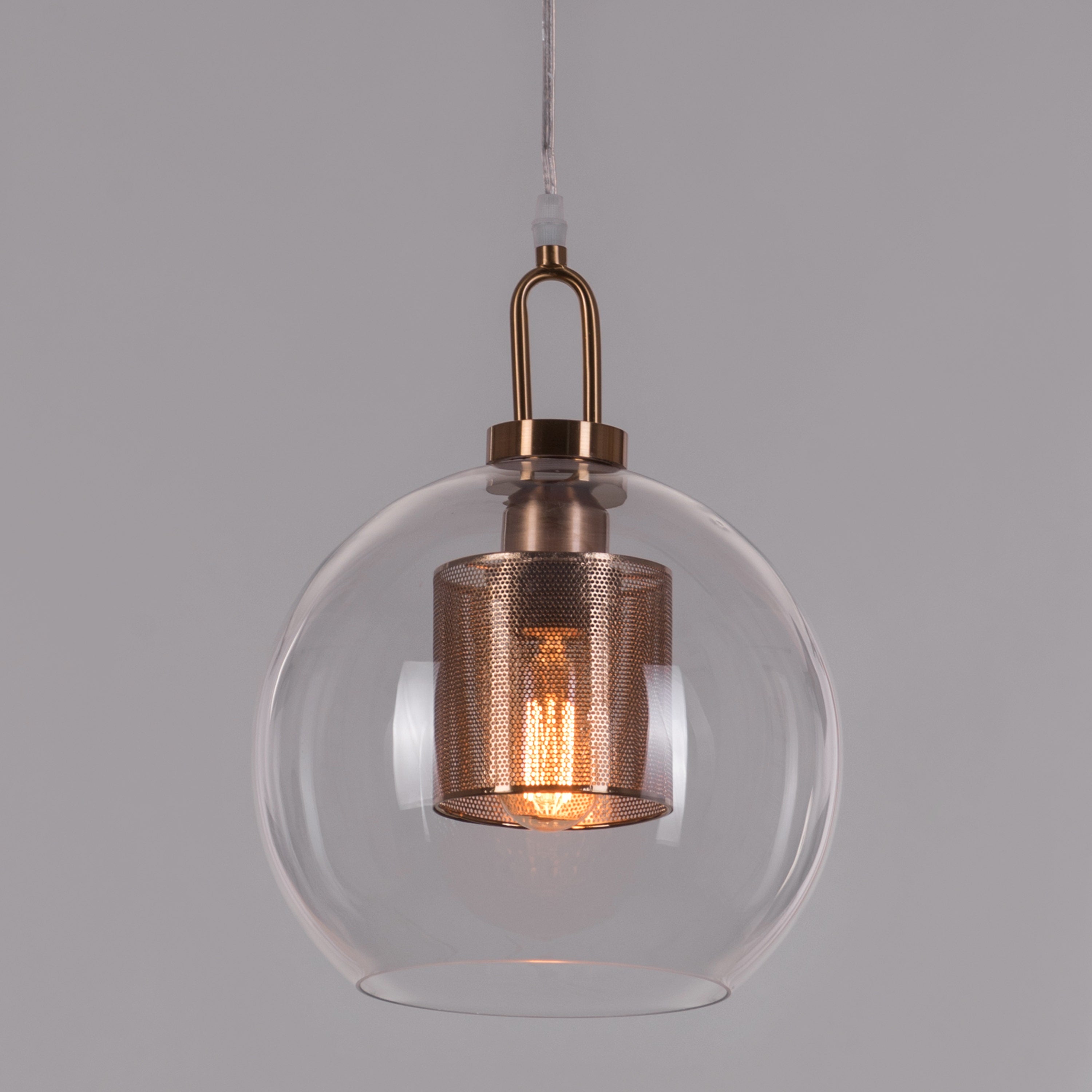 Good To Glow (Small, Gold) Clear Glass Round Pendant Light