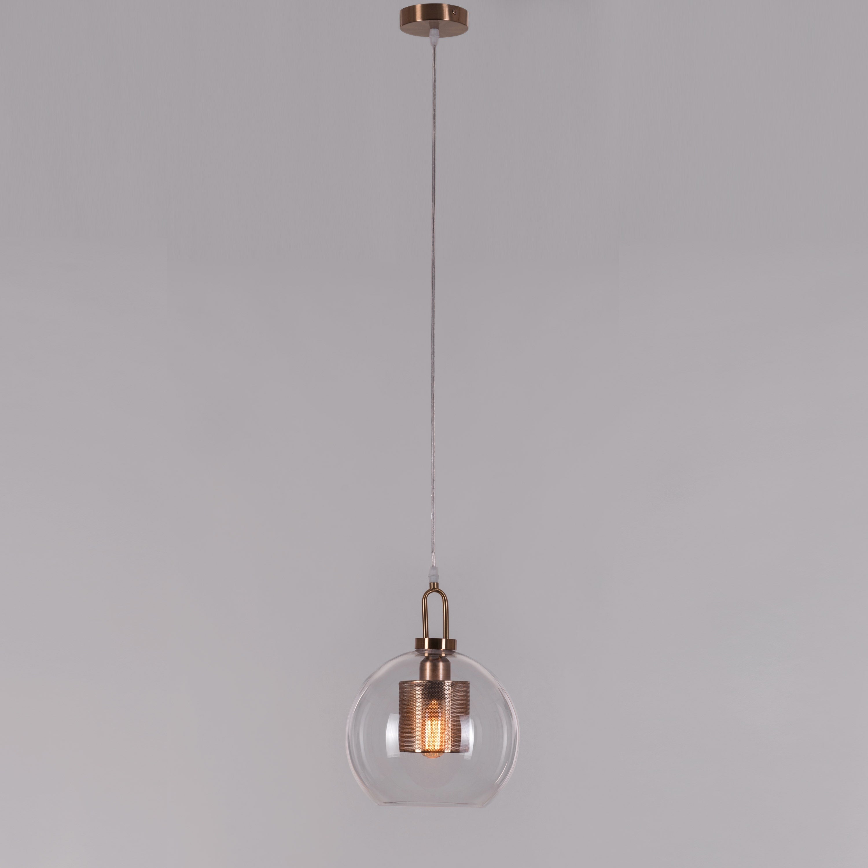 Good To Glow (Small, Gold) Clear Glass Round Pendant Light