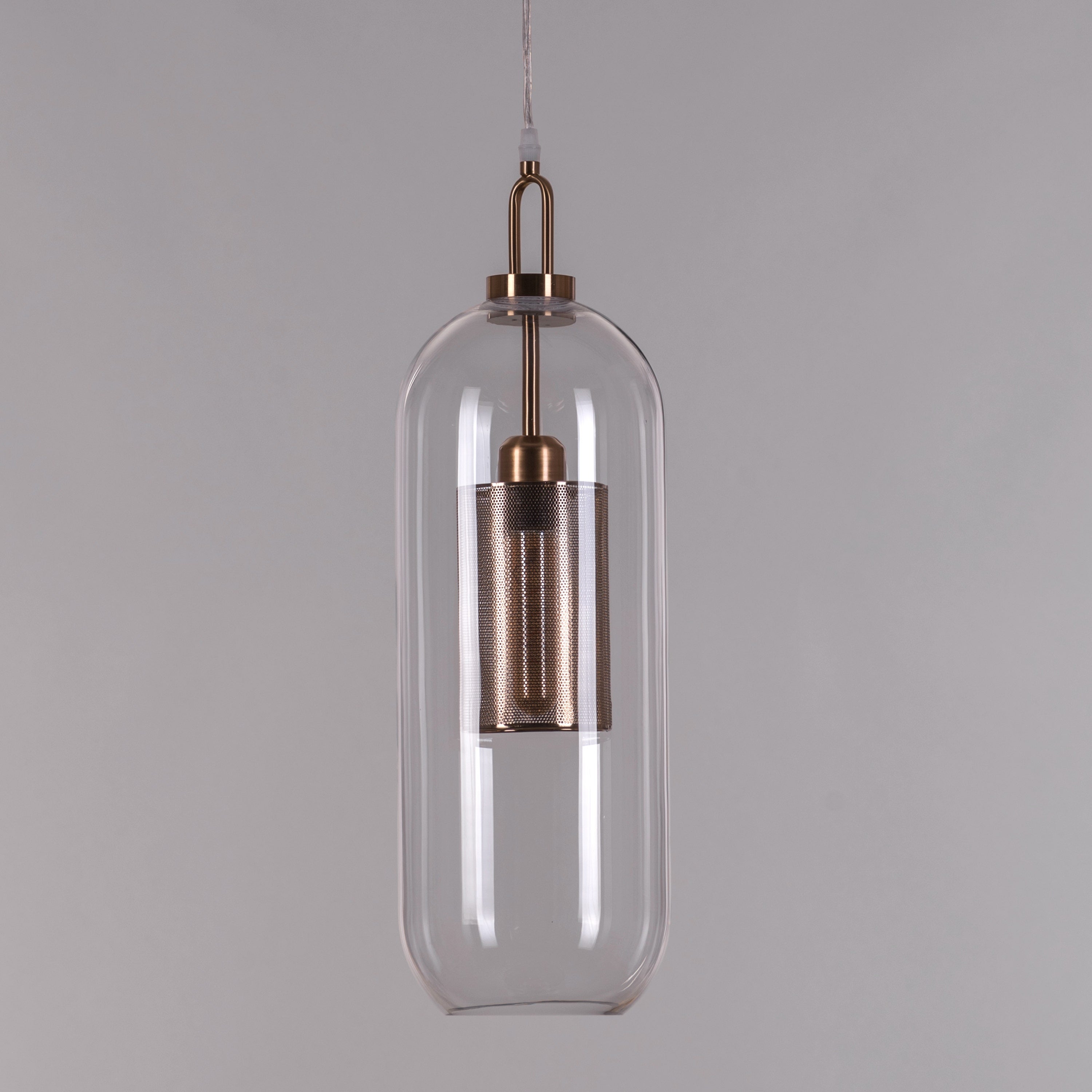 Good To Glow (Long, Gold) Clear Glass Pendant Light
