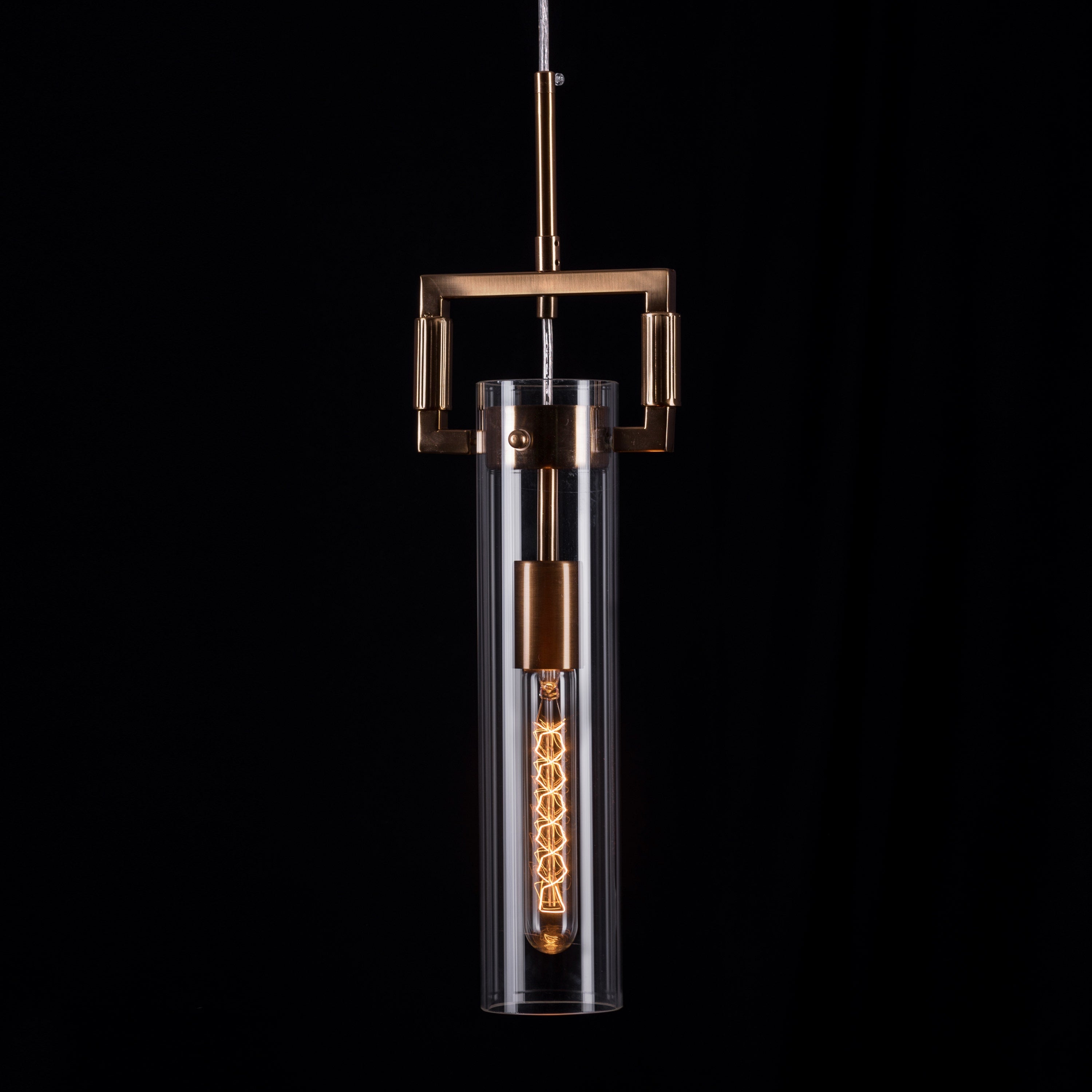 High Hopes (Long, Gold) Clear Glass Pendant Light