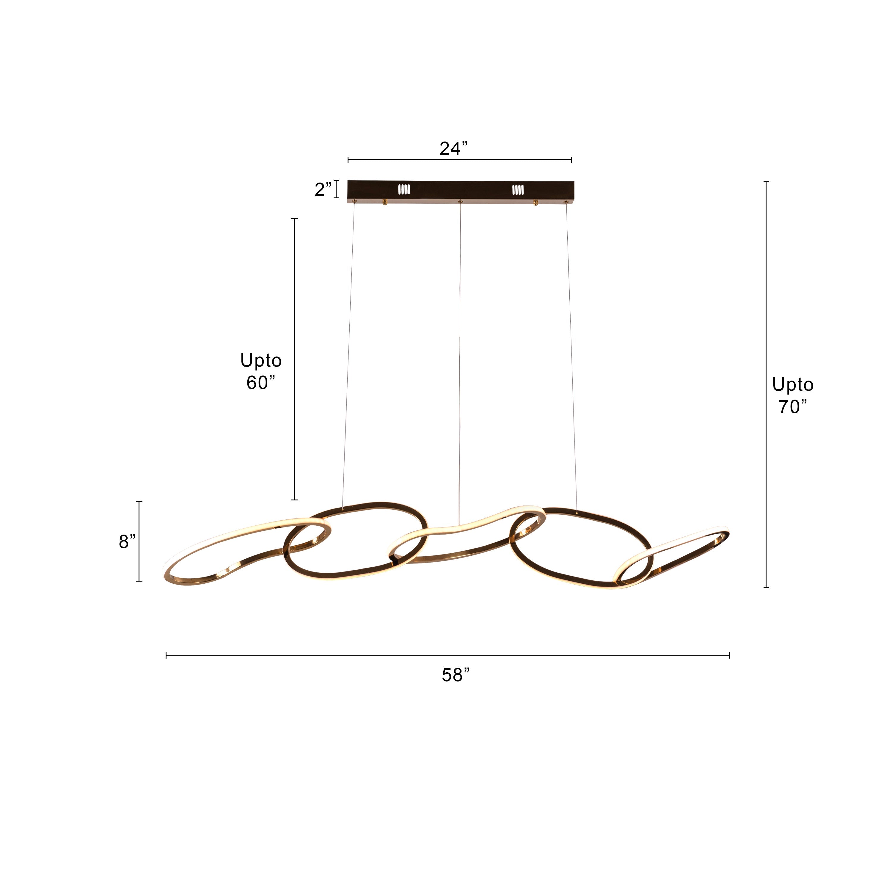 Uncuffed (Large, Dimmable LED With Remote Control) 5-Rings Chandelier