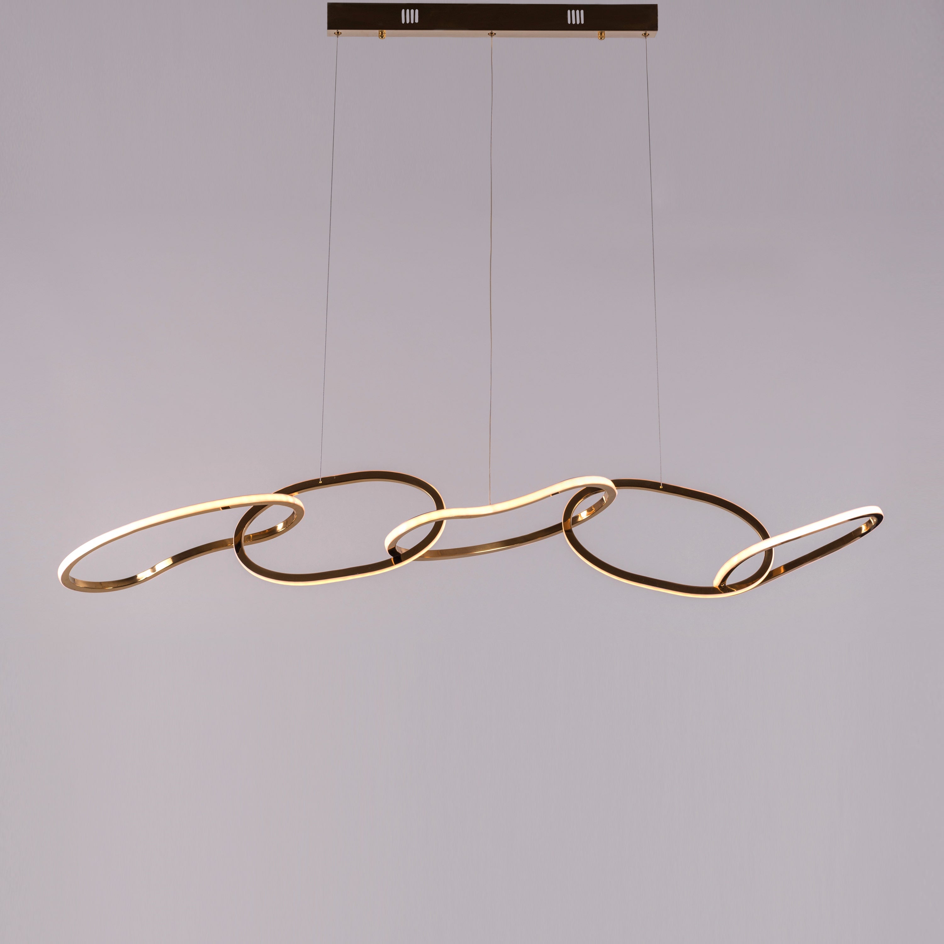 Uncuffed (Large, Dimmable LED With Remote Control) 5-Rings Chandelier