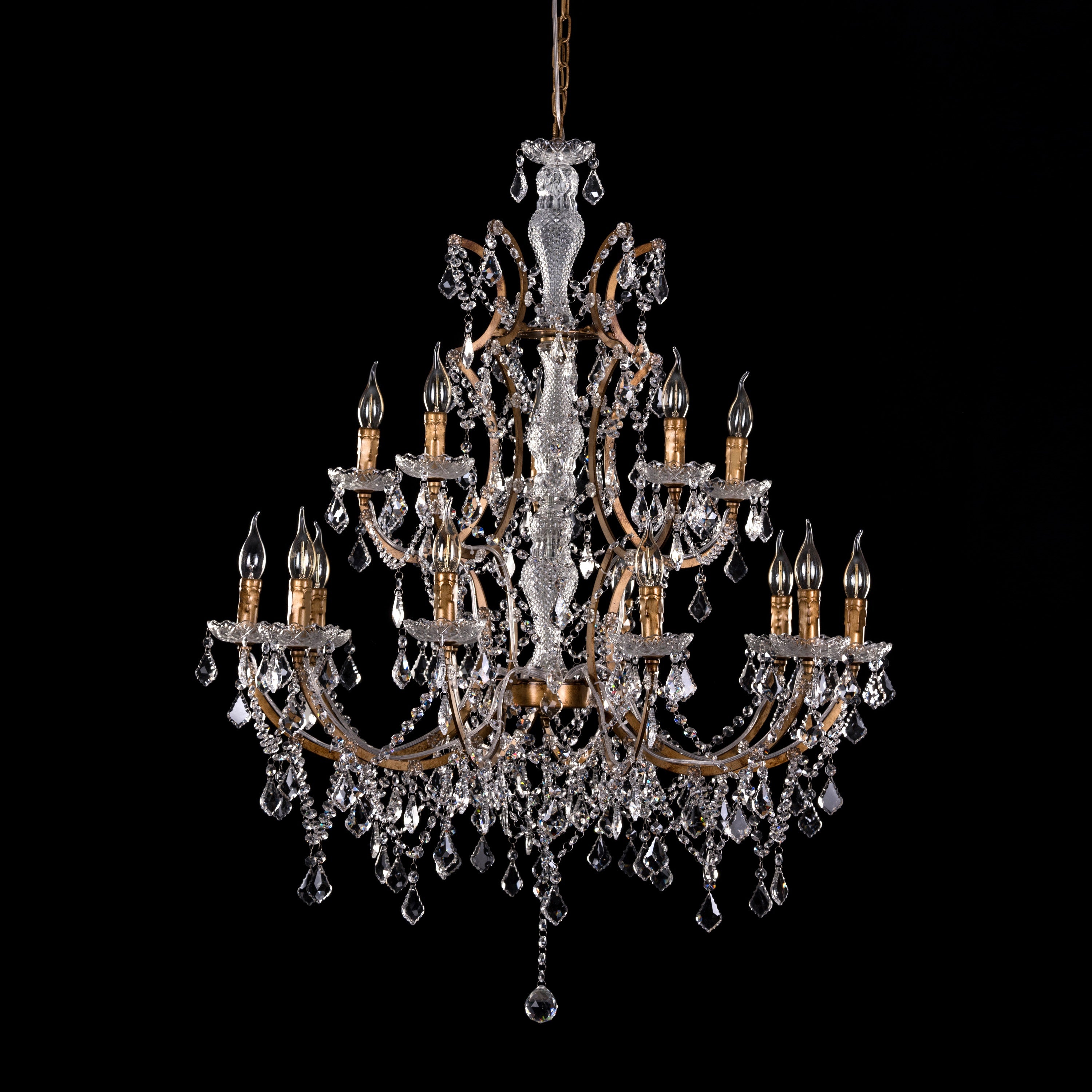 French Restoration (Large, Antique Gold) Crystal Chandelier
