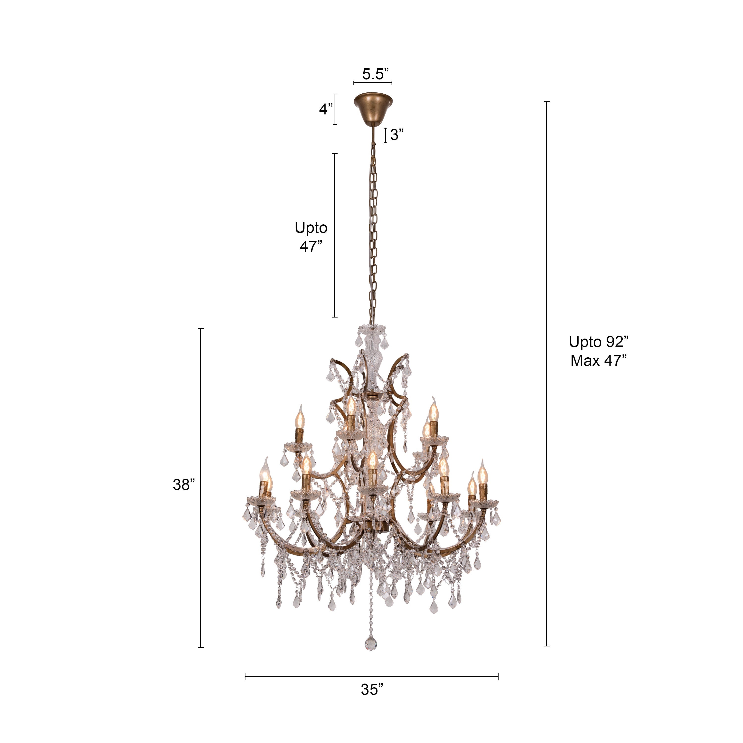 French Restoration (Large, Antique Gold) Crystal Chandelier