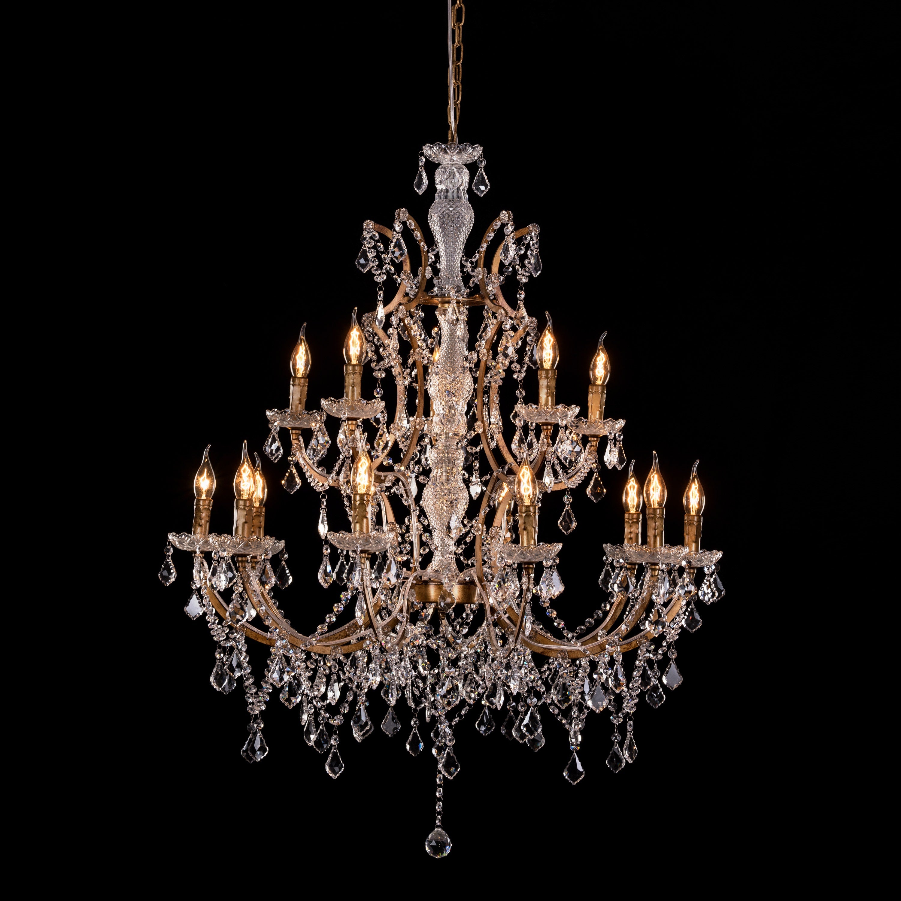 French Restoration (Large, Antique Gold) Crystal Chandelier