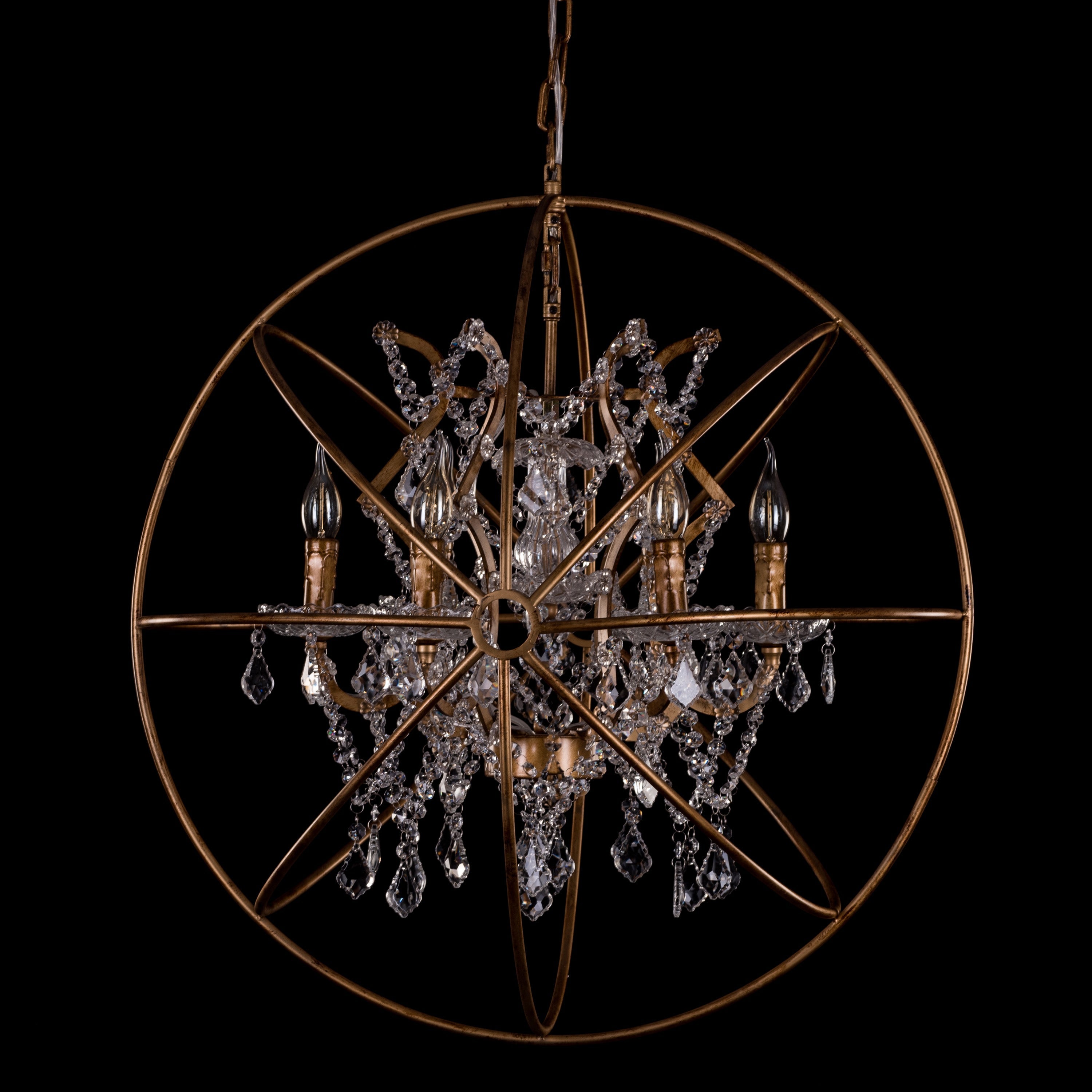 Moonlight Rendezvous (Large, Antique Gold) Crystal Chandelier