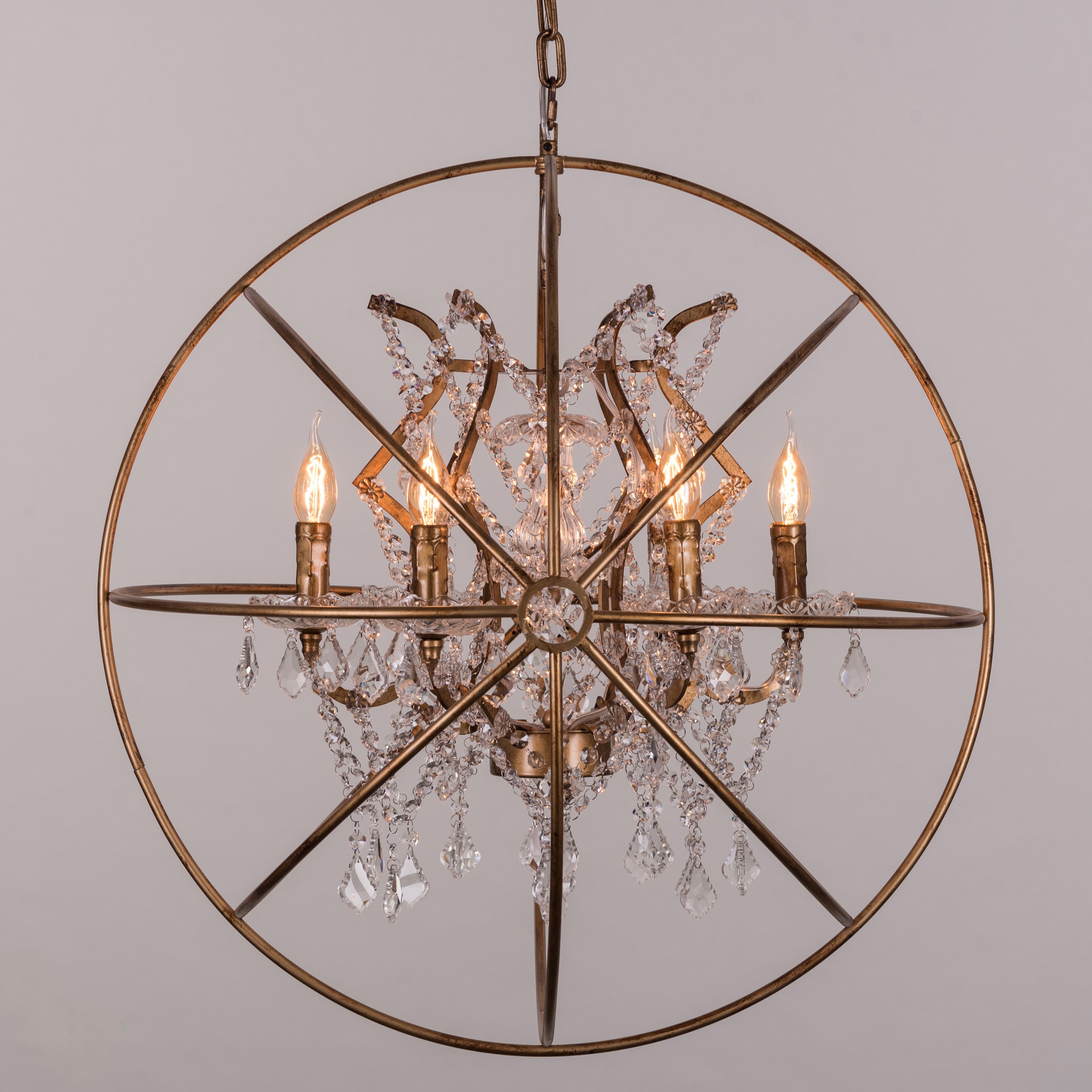 Moonlight Rendezvous (Large, Antique Gold) Crystal Chandelier