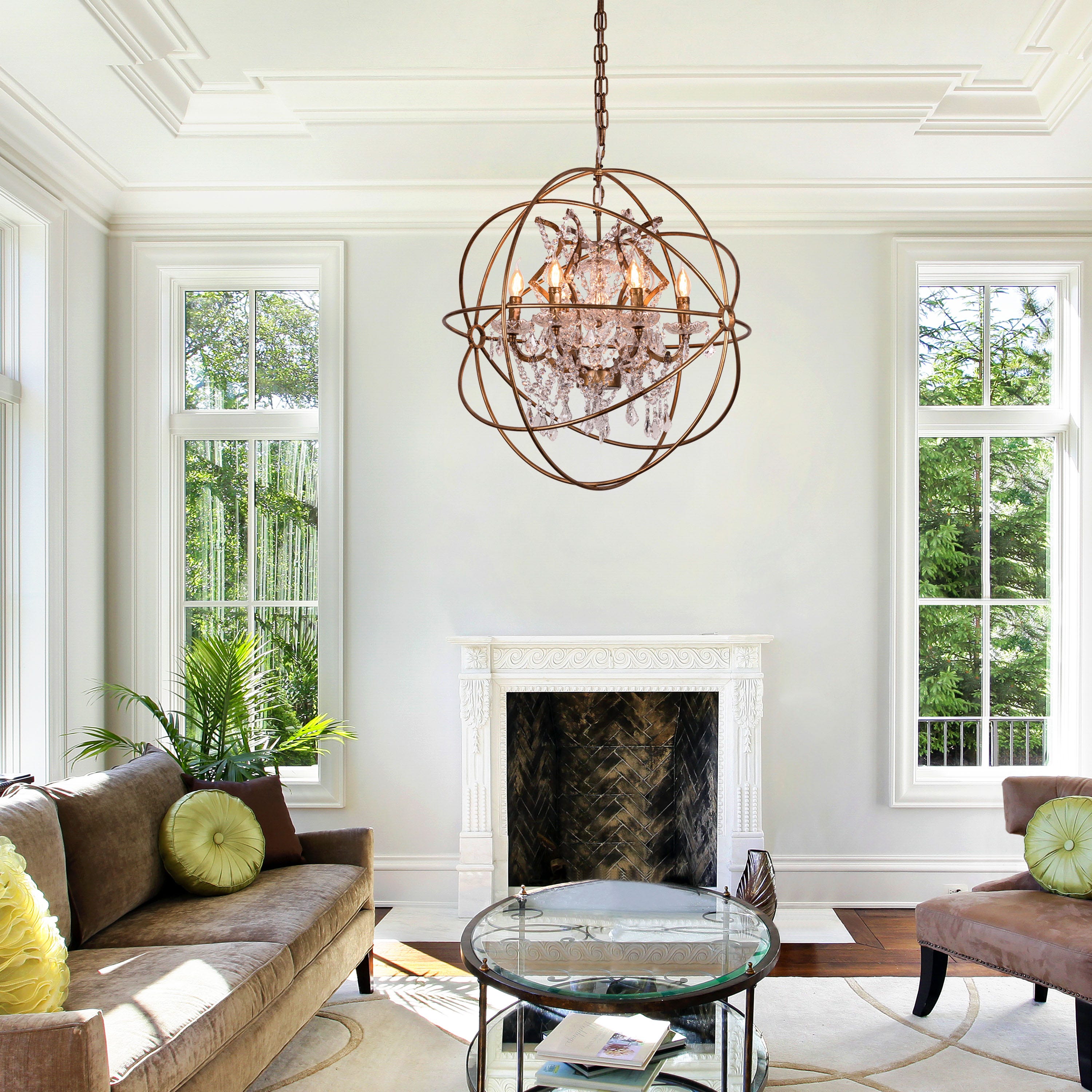 Moonlight Rendezvous (Large, Antique Gold) Crystal Chandelier