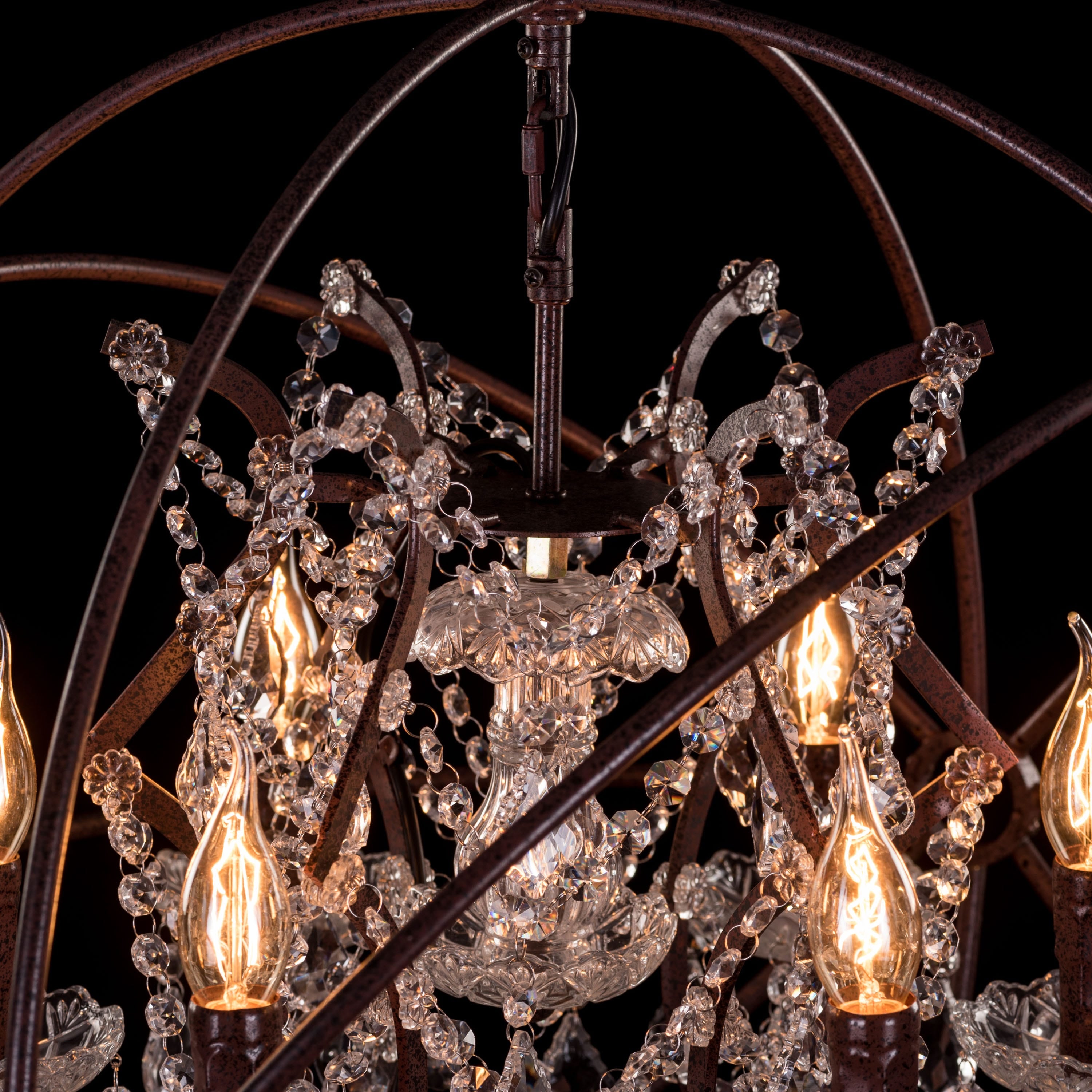 Moonlight Rendezvous (Large, Rust Iron) Crystal Chandelier