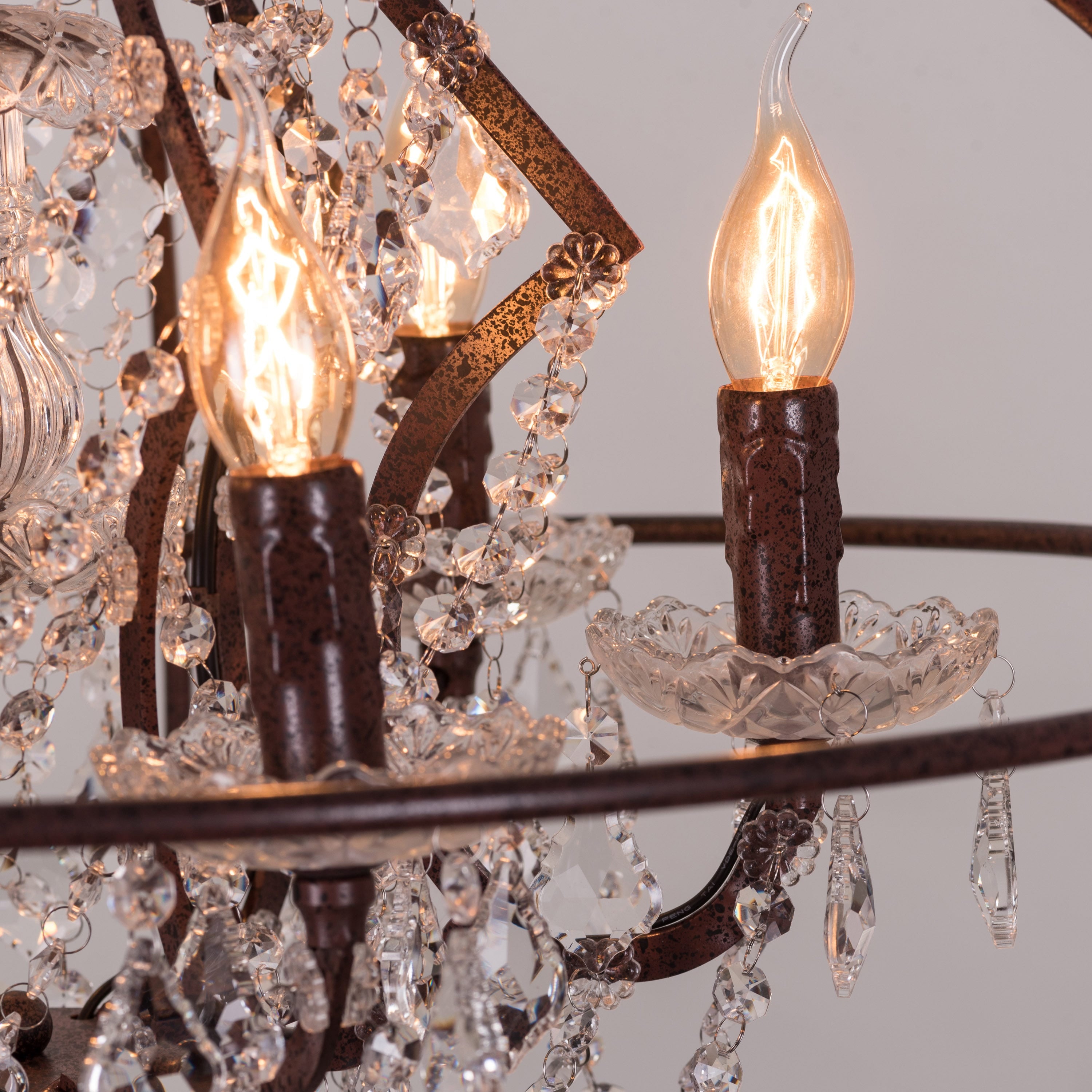 Moonlight Rendezvous (Large, Rust Iron) Crystal Chandelier