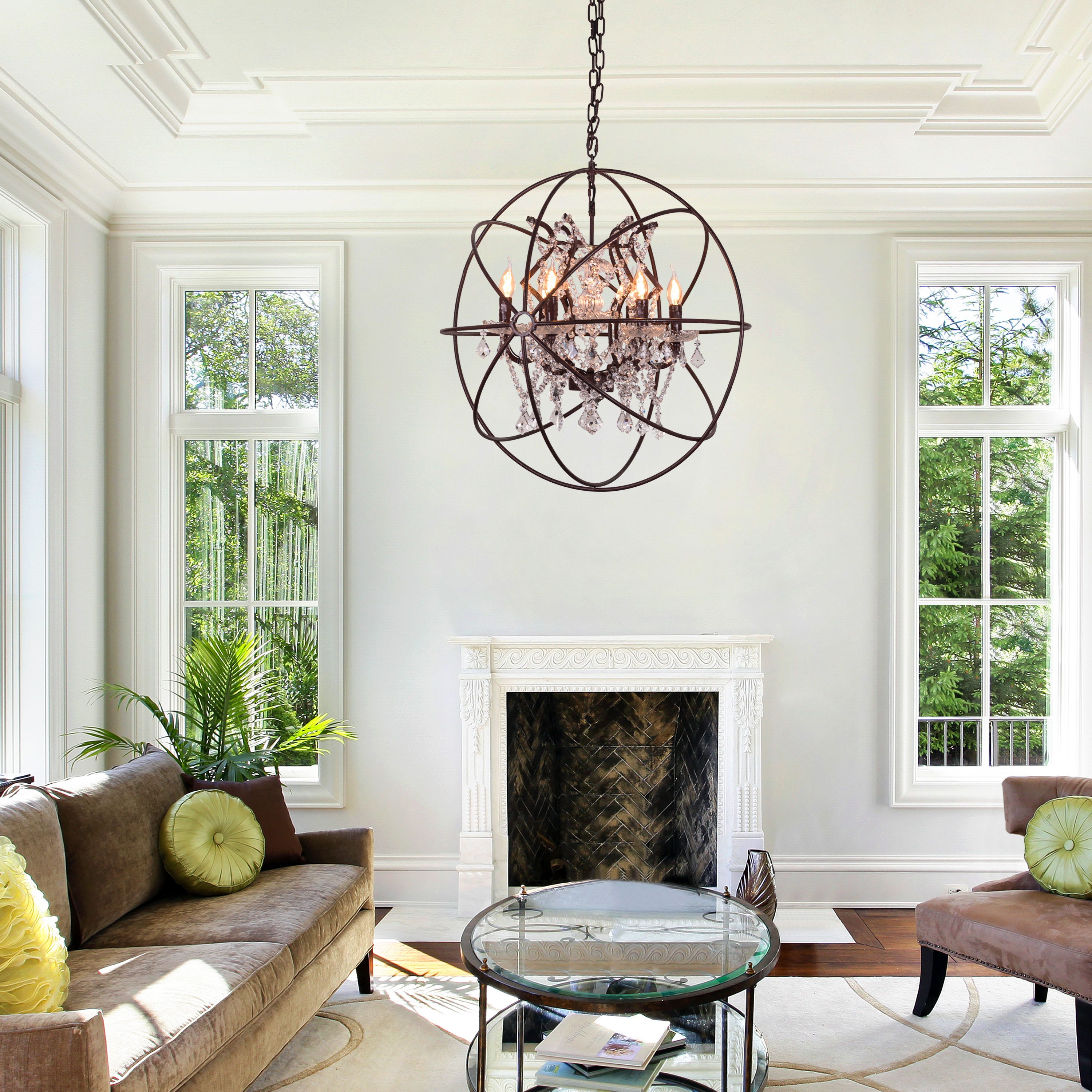 Moonlight Rendezvous (Large, Rust Iron) Crystal Chandelier