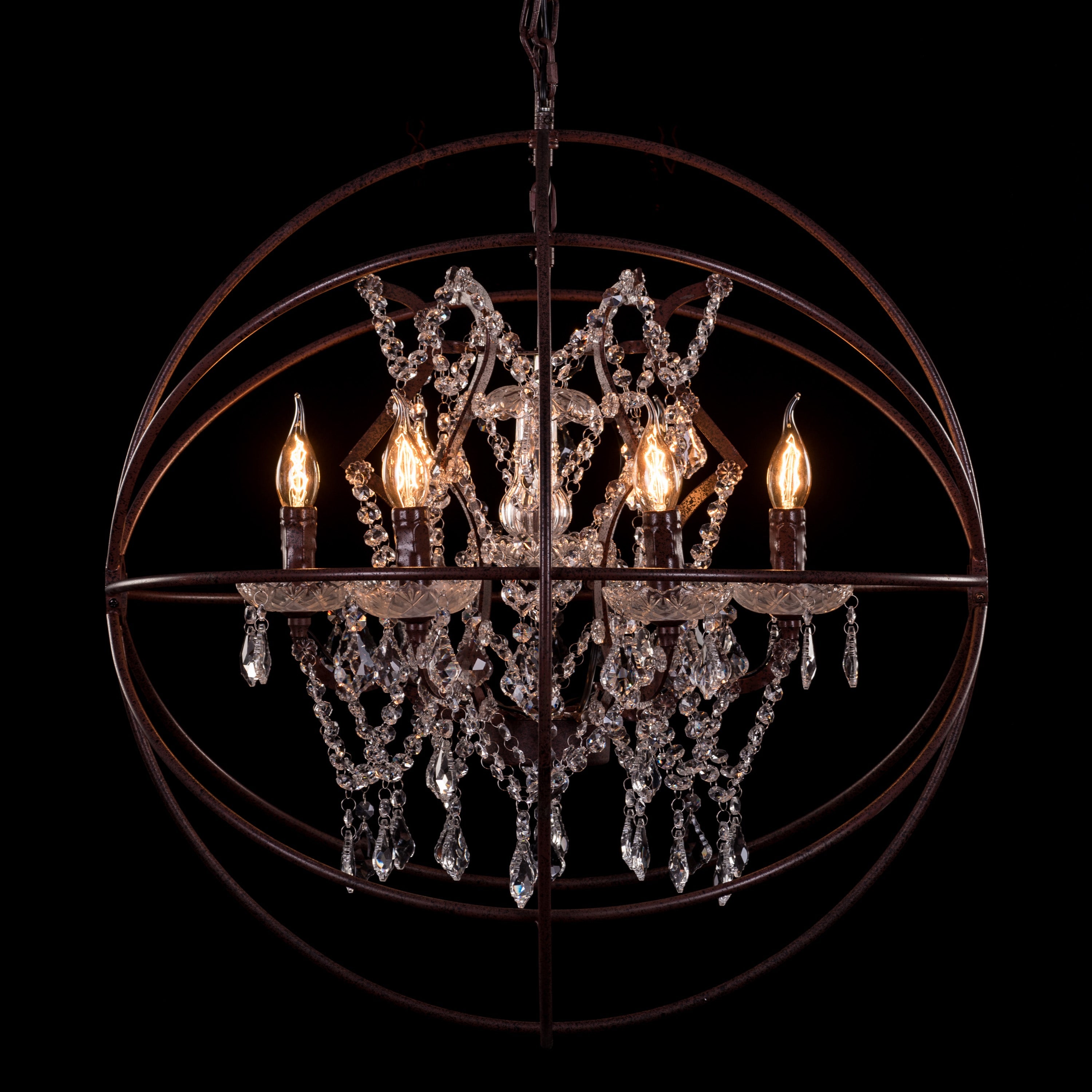 Moonlight Rendezvous (Large, Rust Iron) Crystal Chandelier
