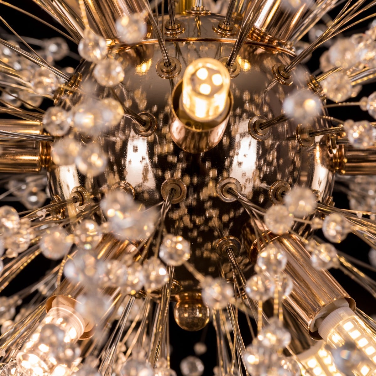 Touch The Clouds (Small, Gold) Round Crystal Chandelier