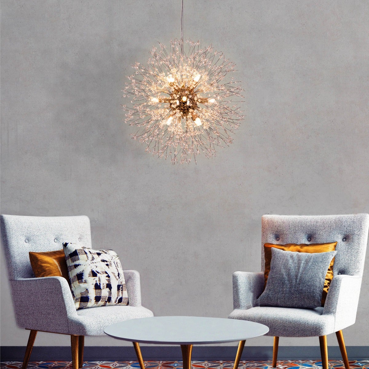 Touch The Clouds (Small, Gold) Round Crystal Chandelier