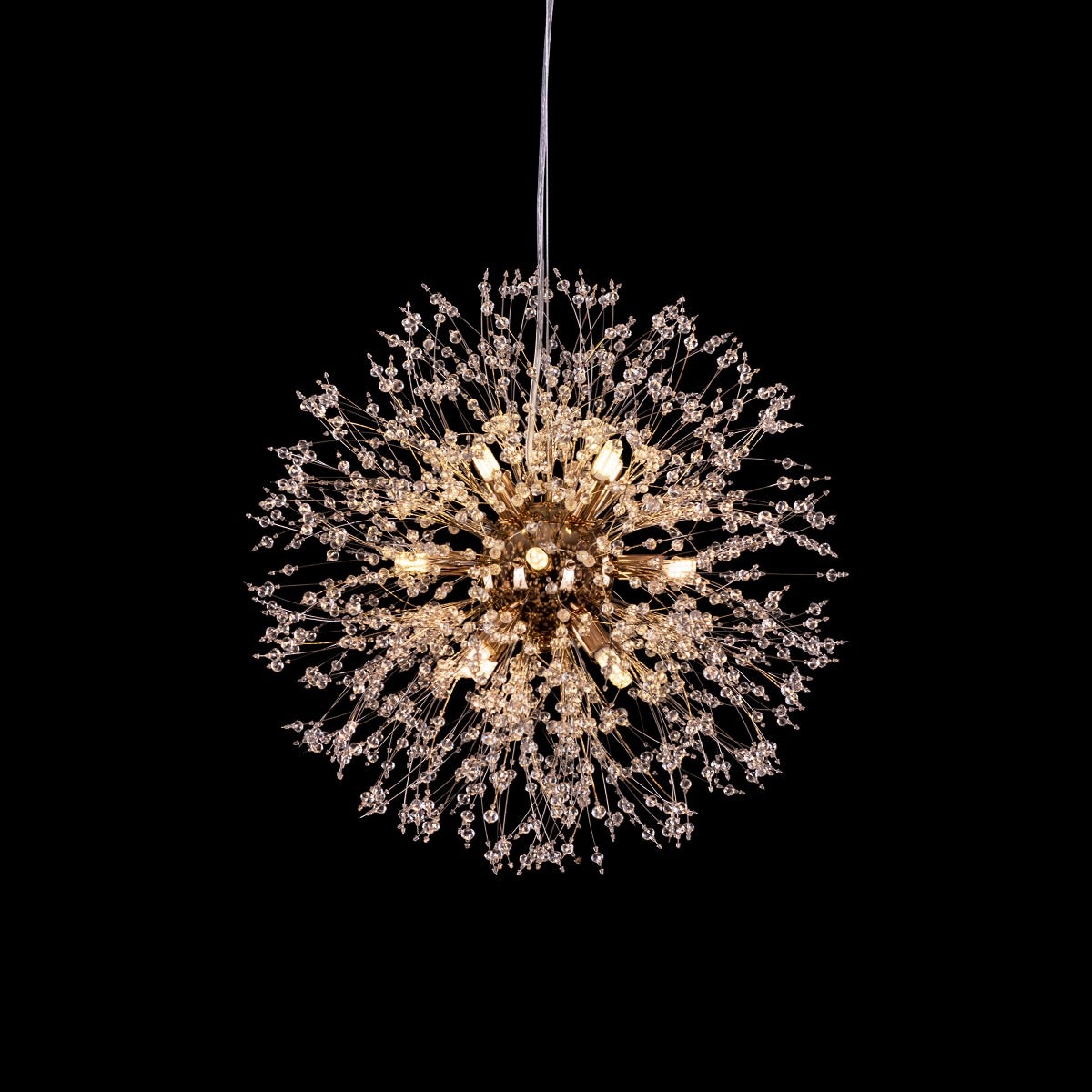 Touch The Clouds (Small, Gold) Round Crystal Chandelier