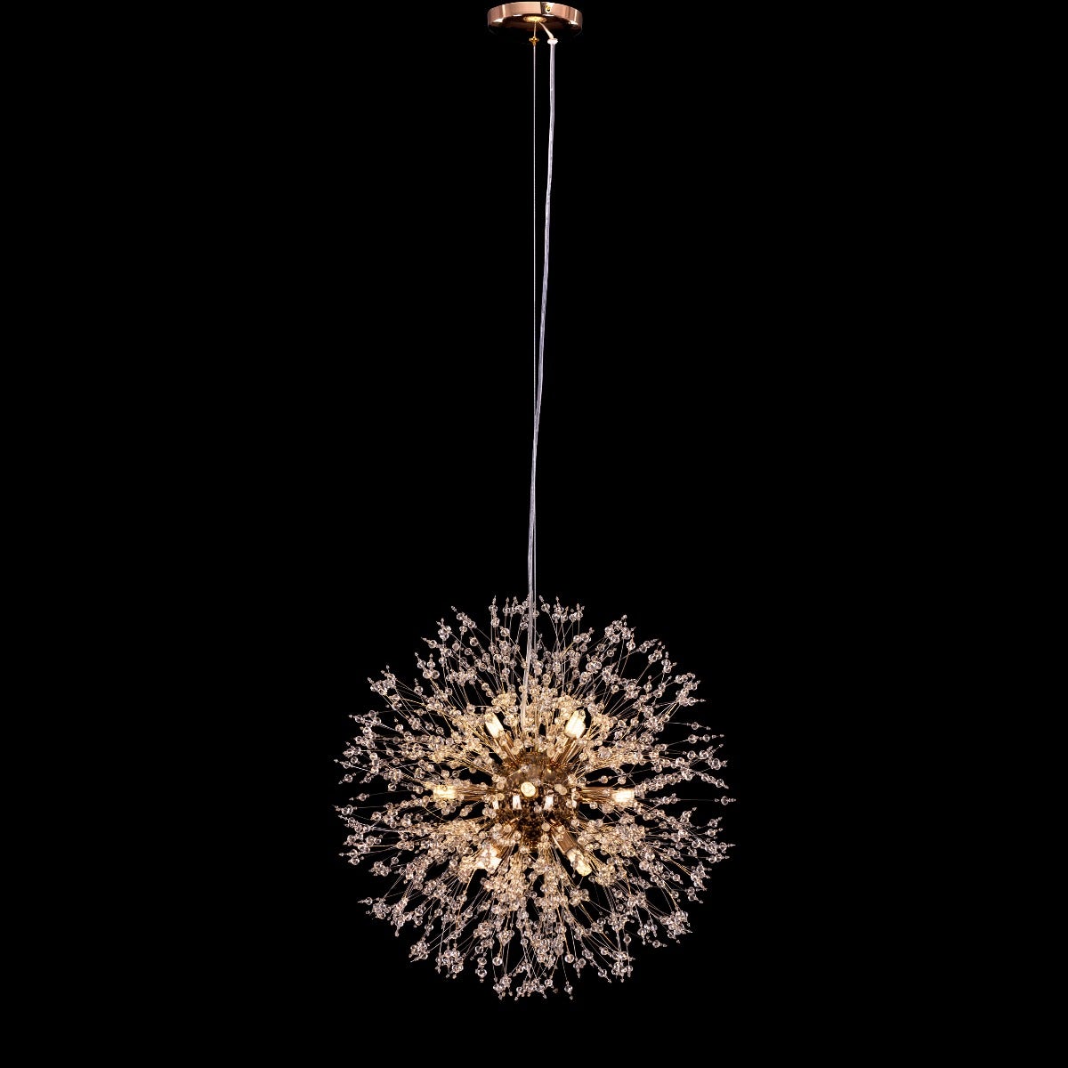 Touch The Clouds (Small, Gold) Round Crystal Chandelier