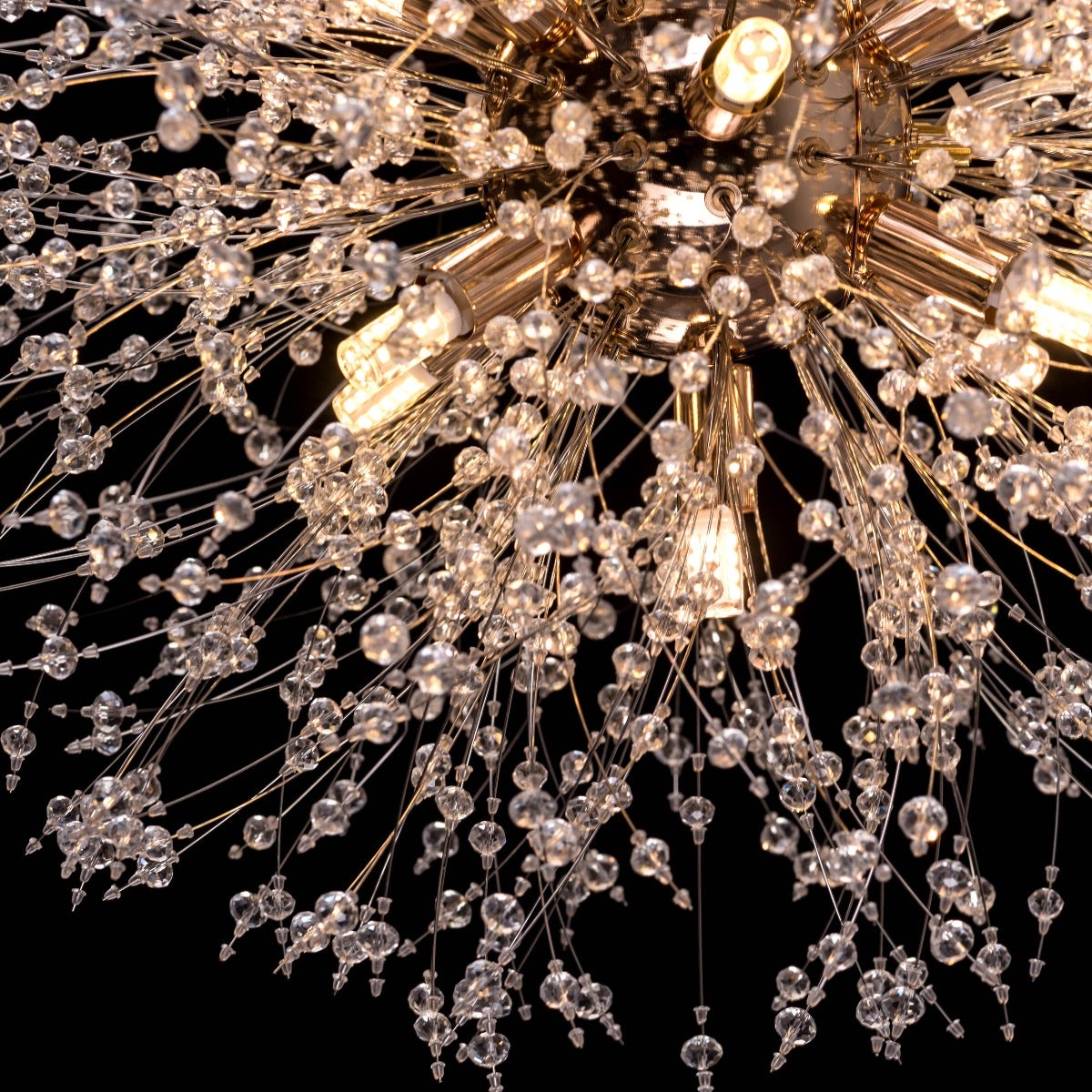 Touch The Clouds (Small, Gold) Round Crystal Chandelier