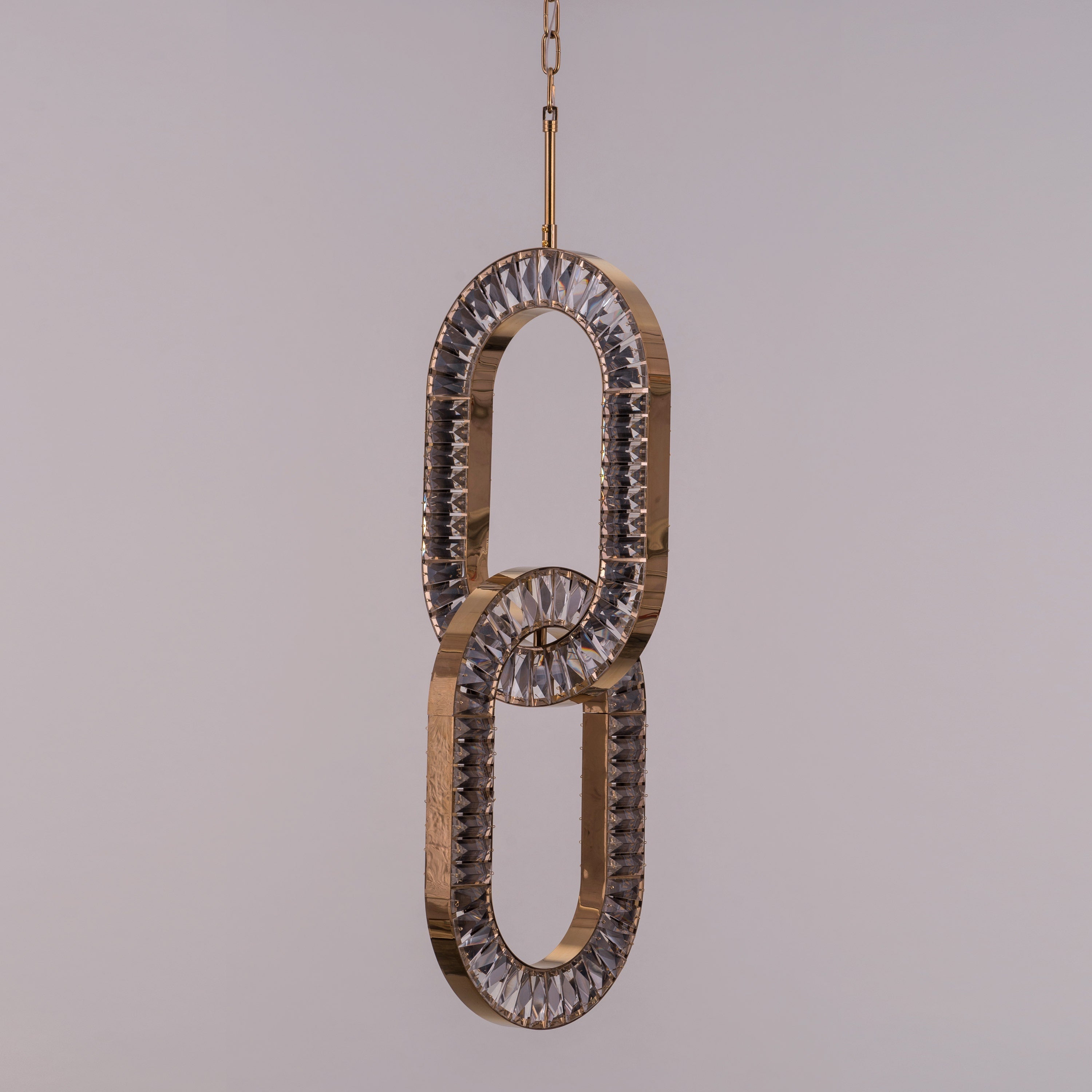 Welcome To Beverly Hills (Small, Gold, 3 Colour Dimmable LED With Remote Control) Crystal Chandelier